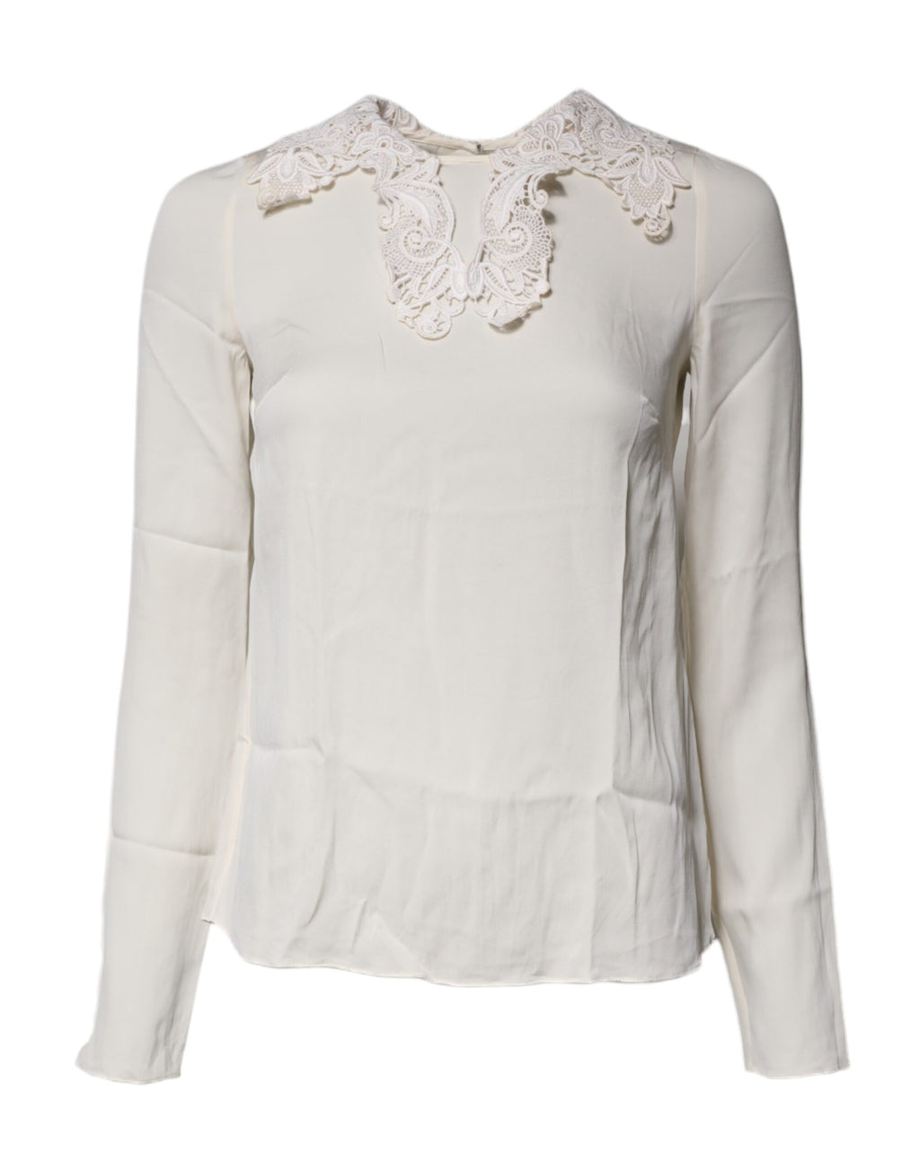 Cream Floral Lace Long Sleeves Blouse Top