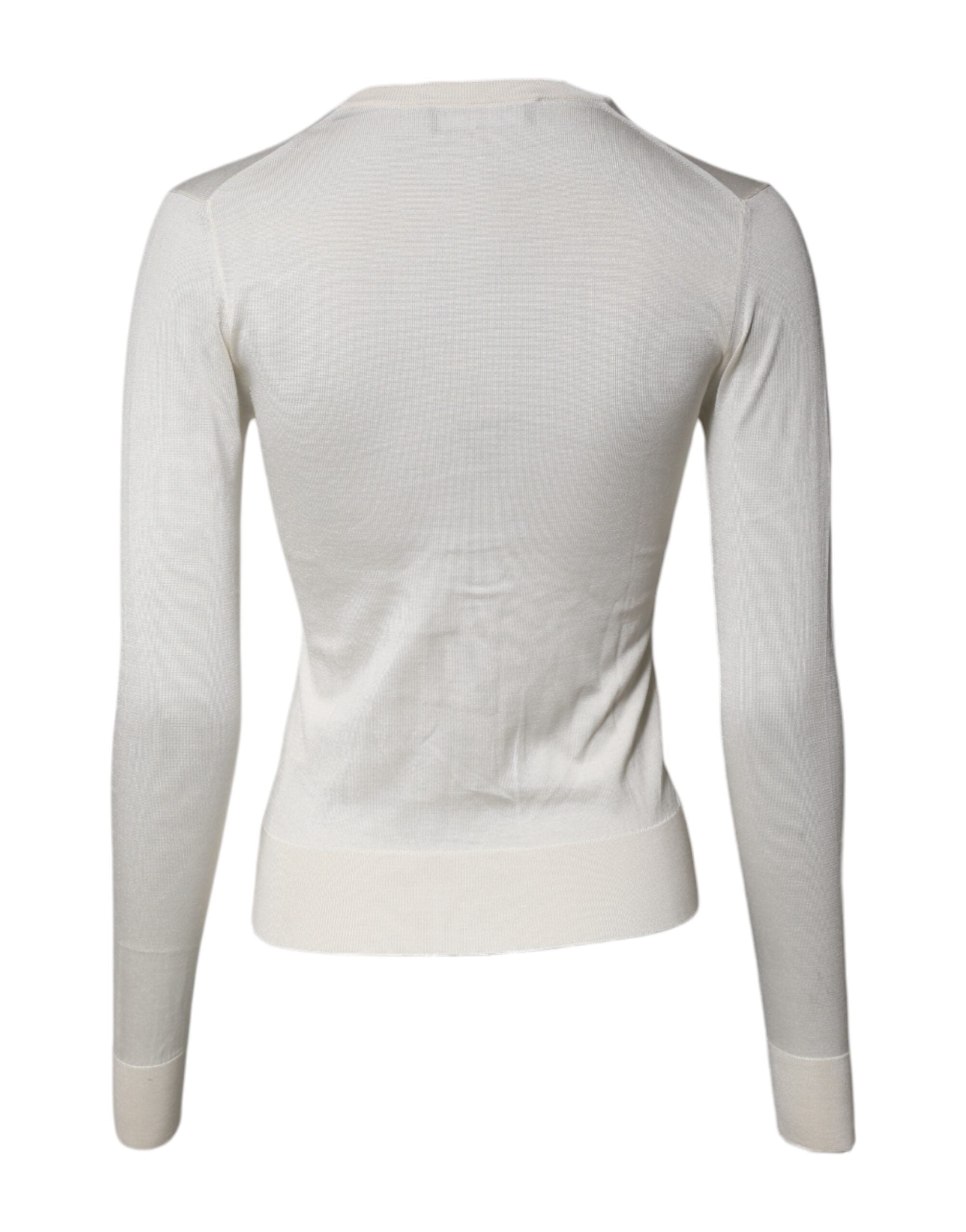 Cream Floral Silk Embellished Cardigan Sweater