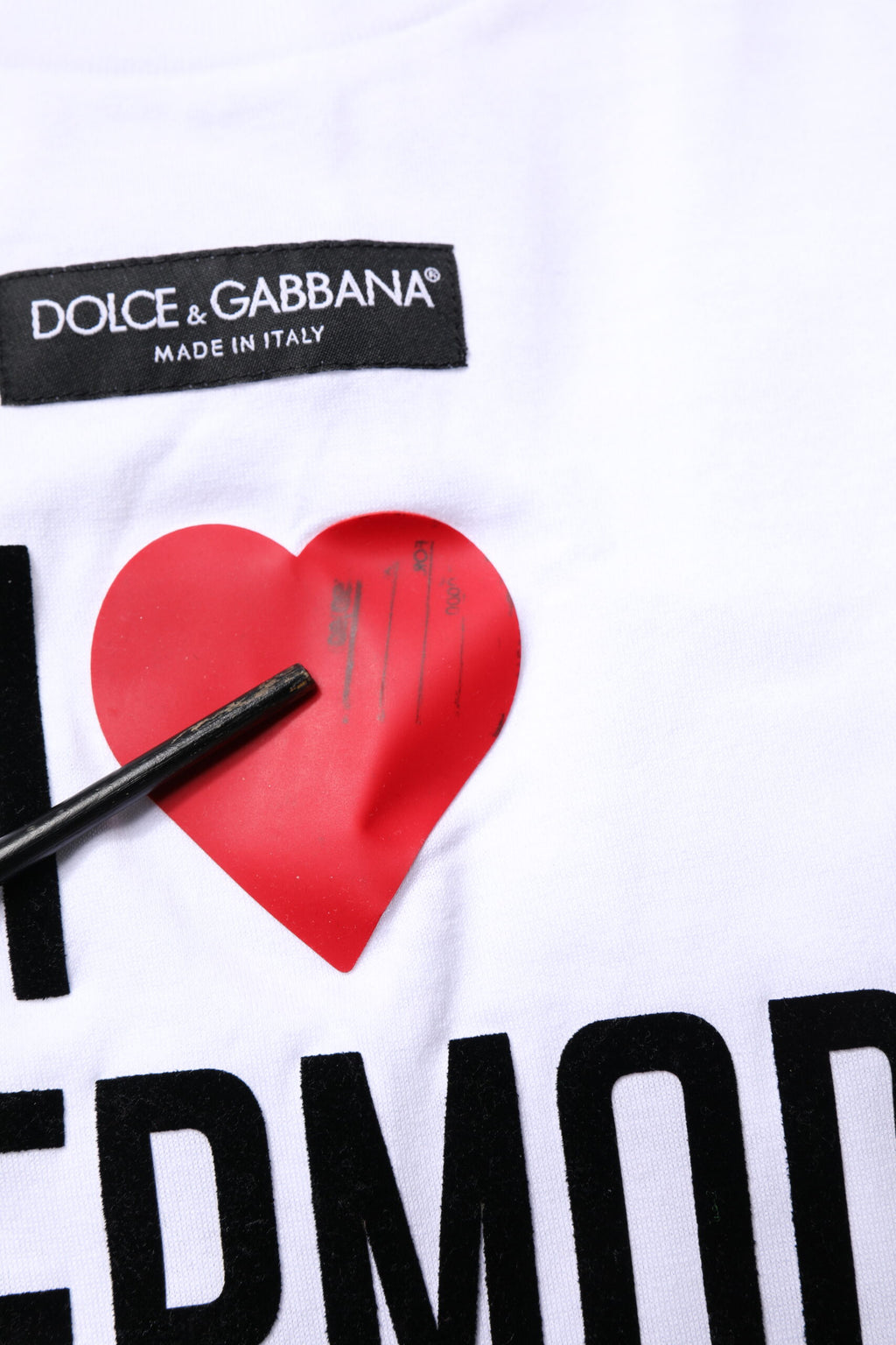 Dolce & Gabbana White Printed Round Neck Top Cotton T-shirt