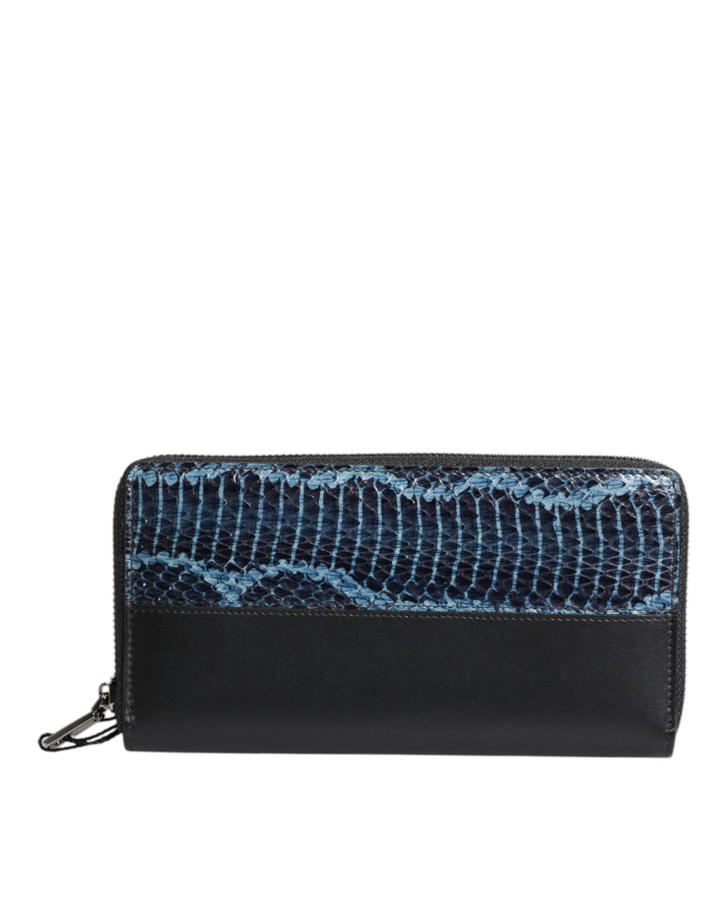 Black Blue Exotic Leather Embossed Continental Wallet