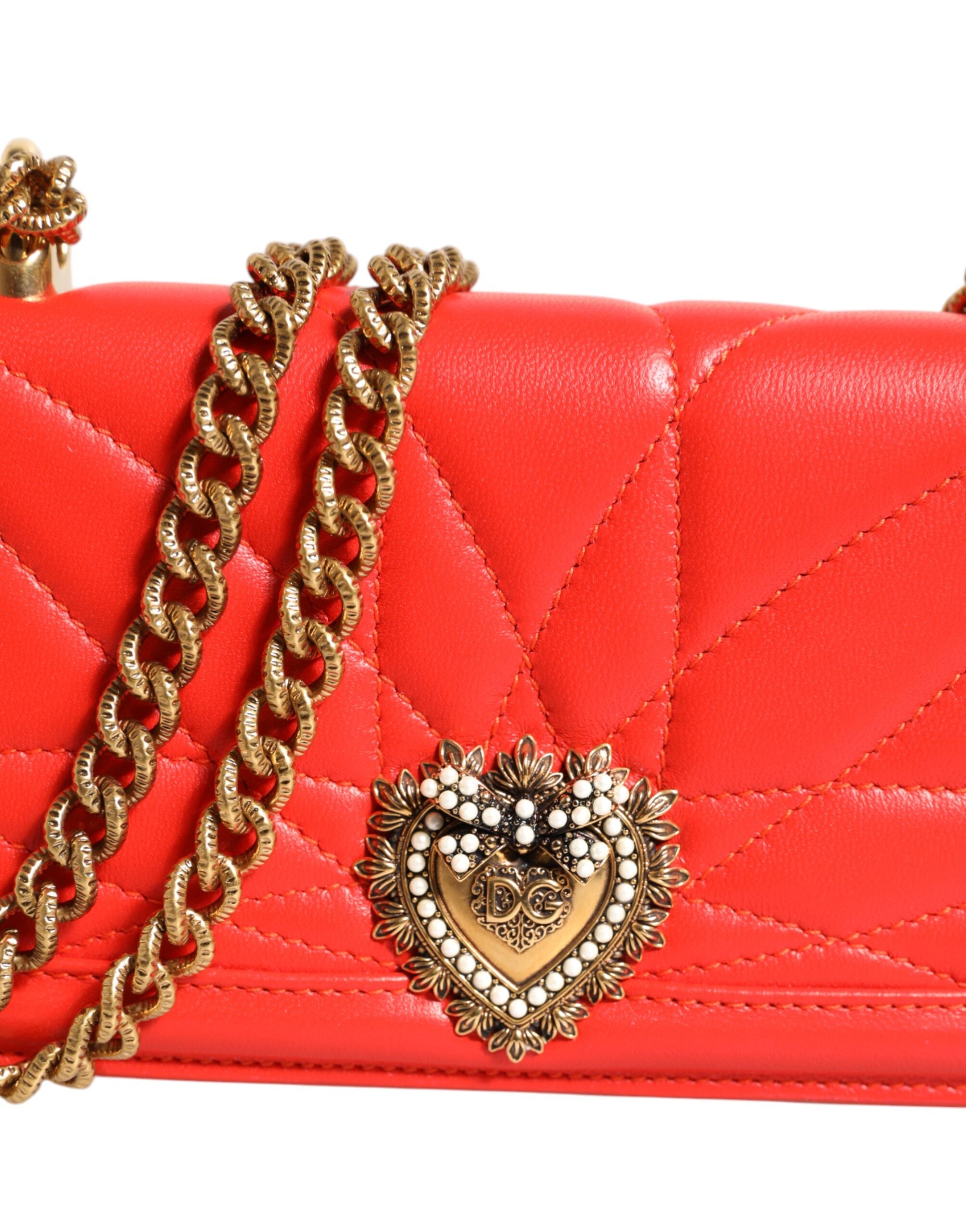 Red Leather Quilted Devotion Crossbody Phone Cover Bag