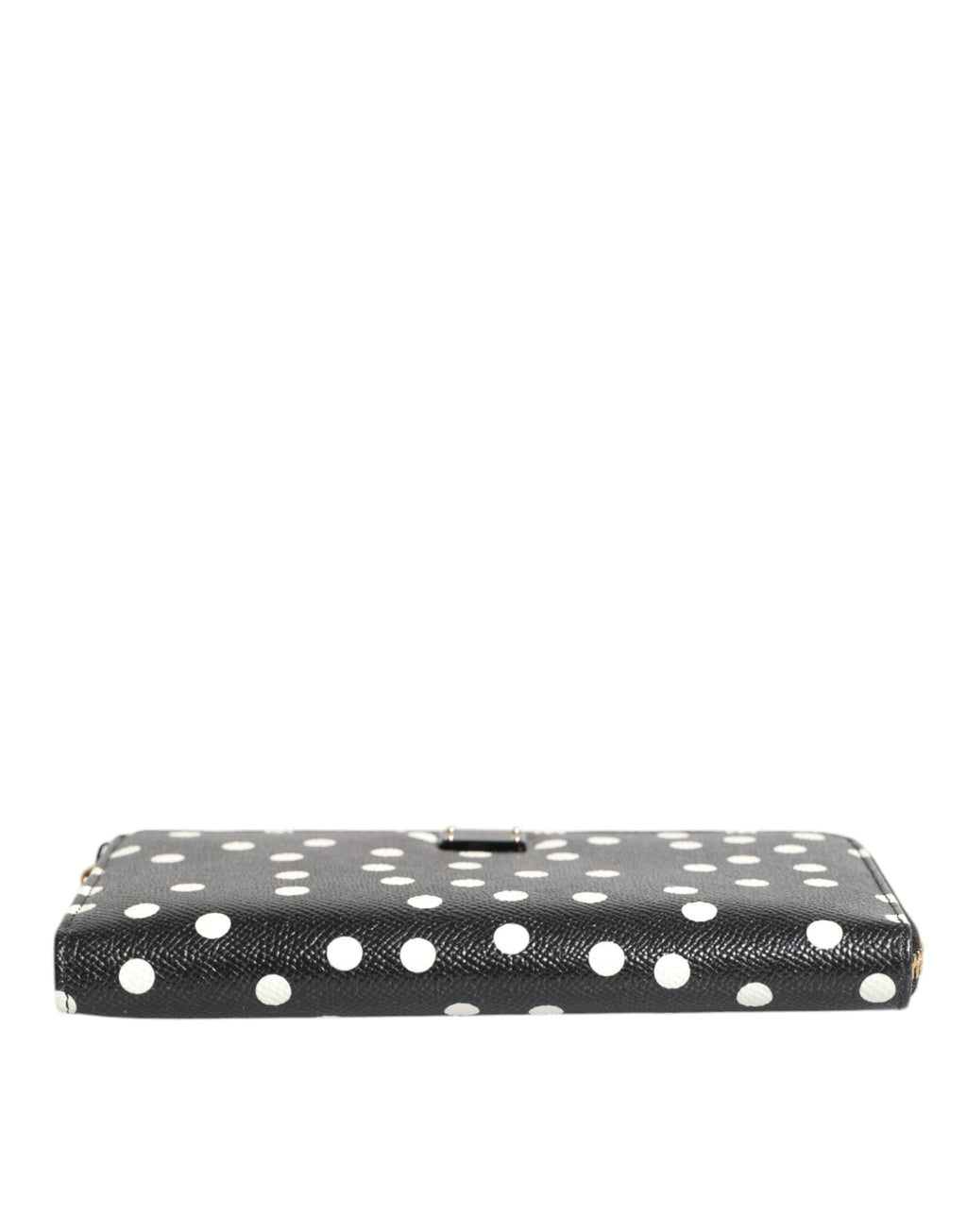 Black White Dotted Leather Zip Around Continental Wallet