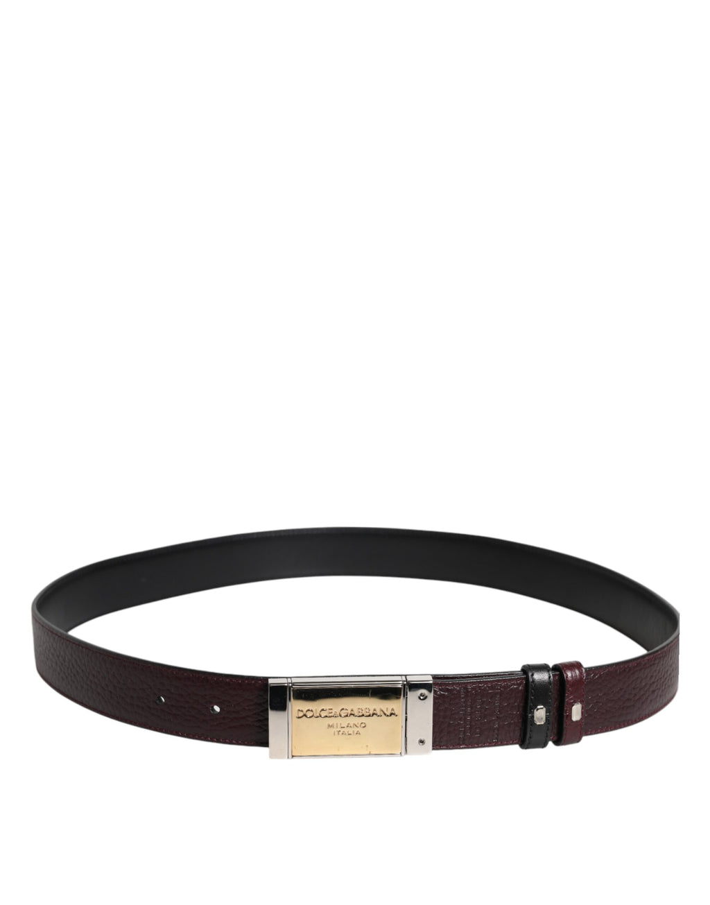 Black Brown Leather Metal Buckle Reversible Belt