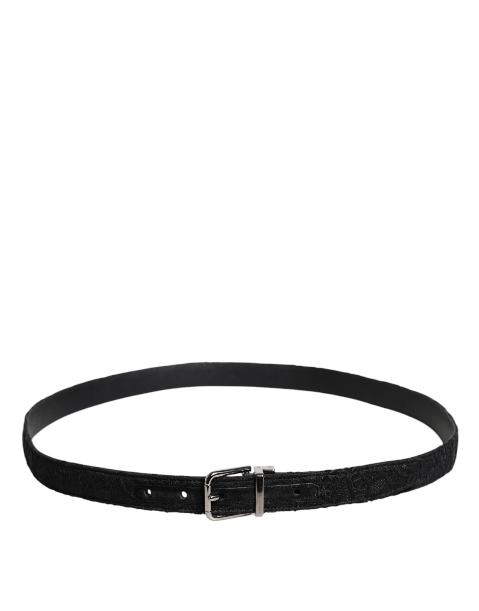 Black Cotton Blend Silver Metal Buckle Belt