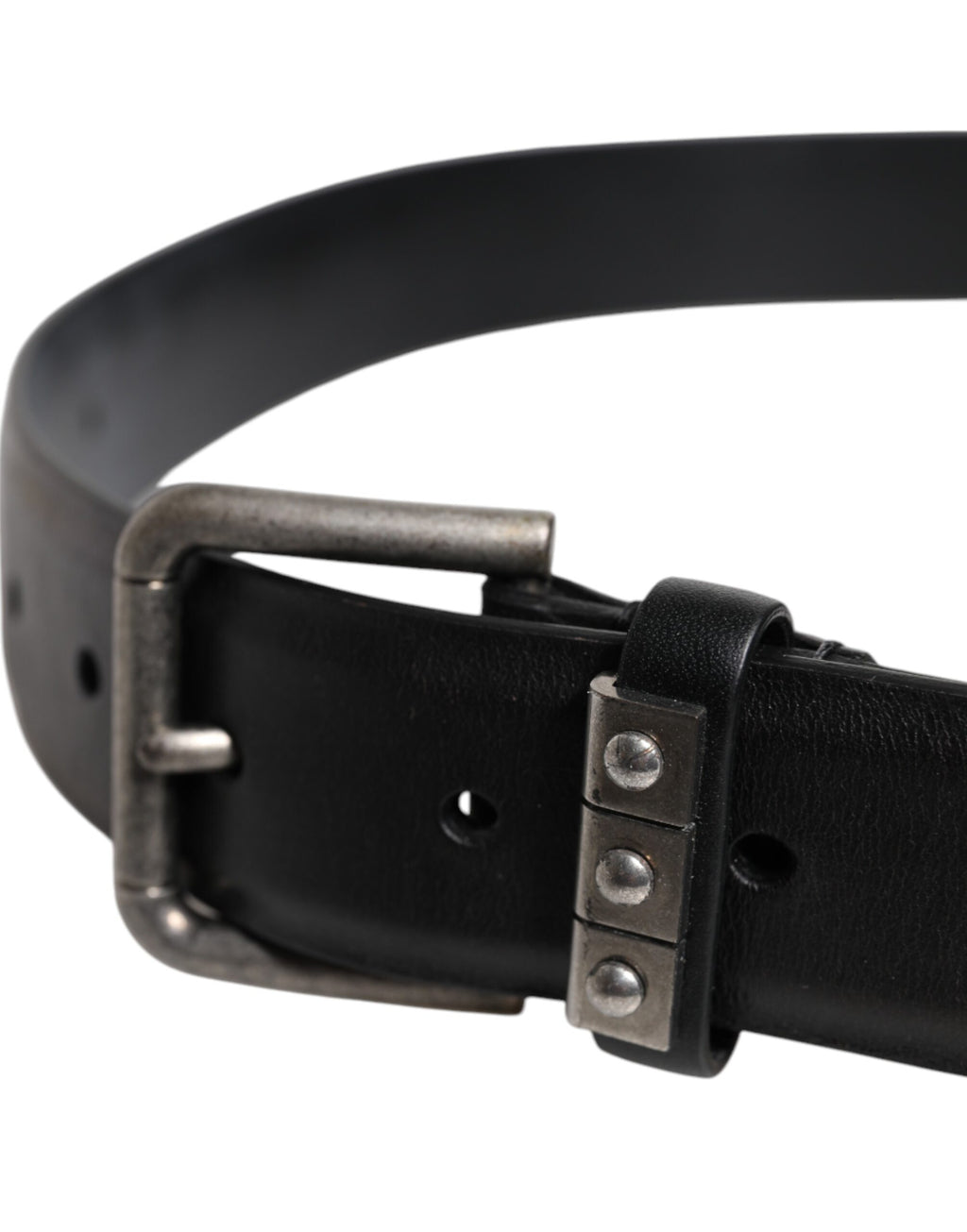 Black Leather Metal Buckle Classic Belt