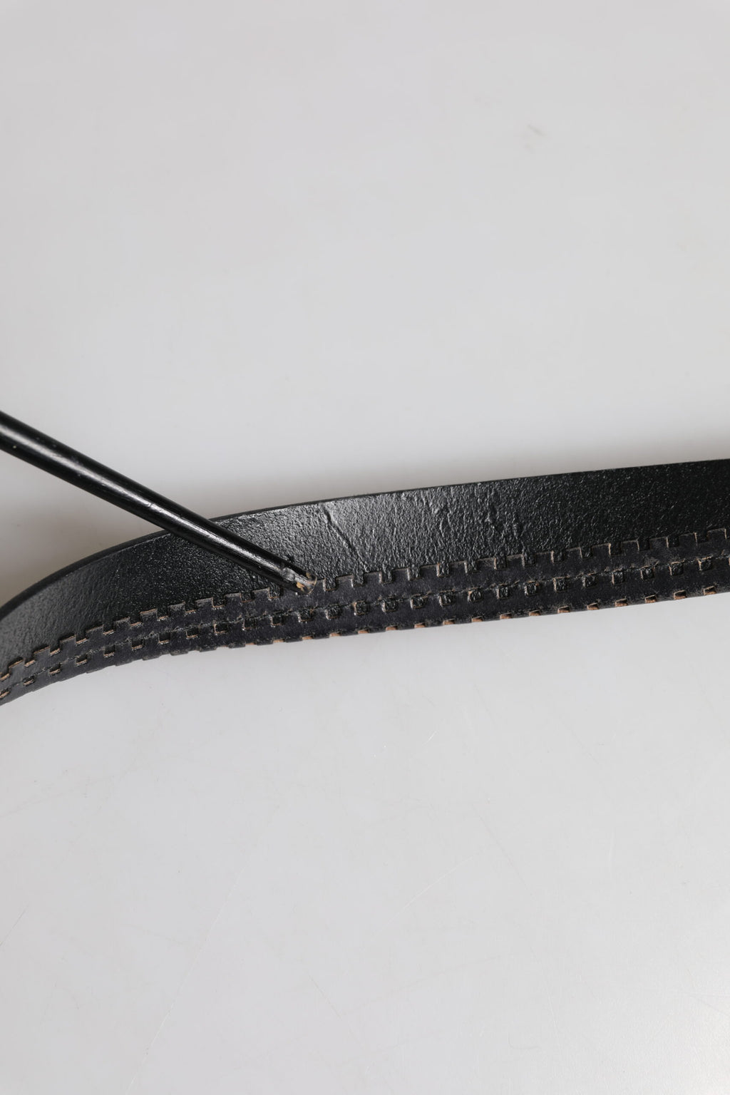 Black Leather Silver Tone Metal Buckle Belt