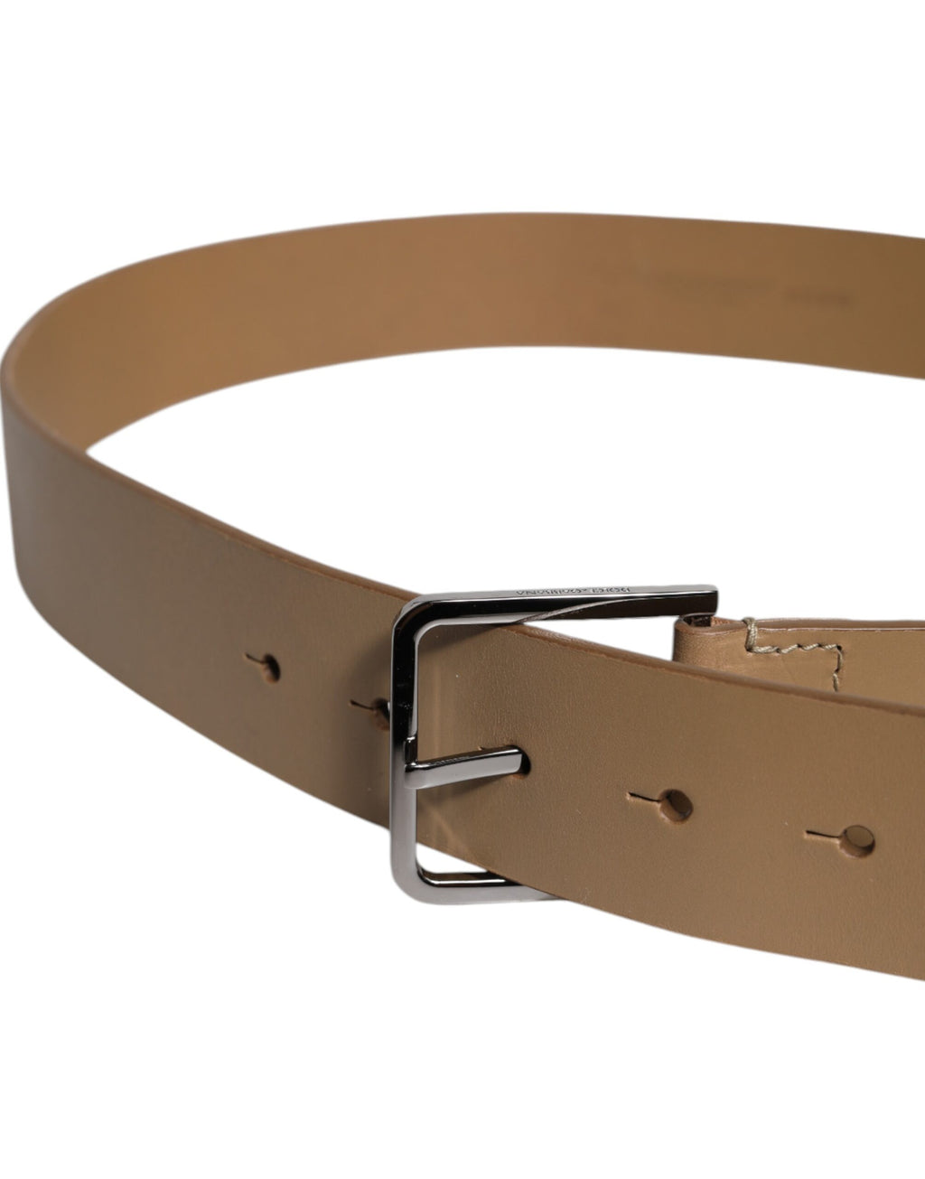 Brown Leather Classic Metal Logo Buckle Belt