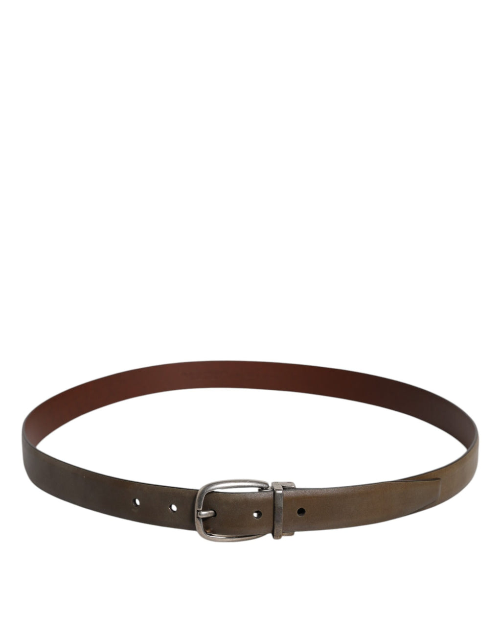 Brown Leather Classic Metal Logo Buckle Belt