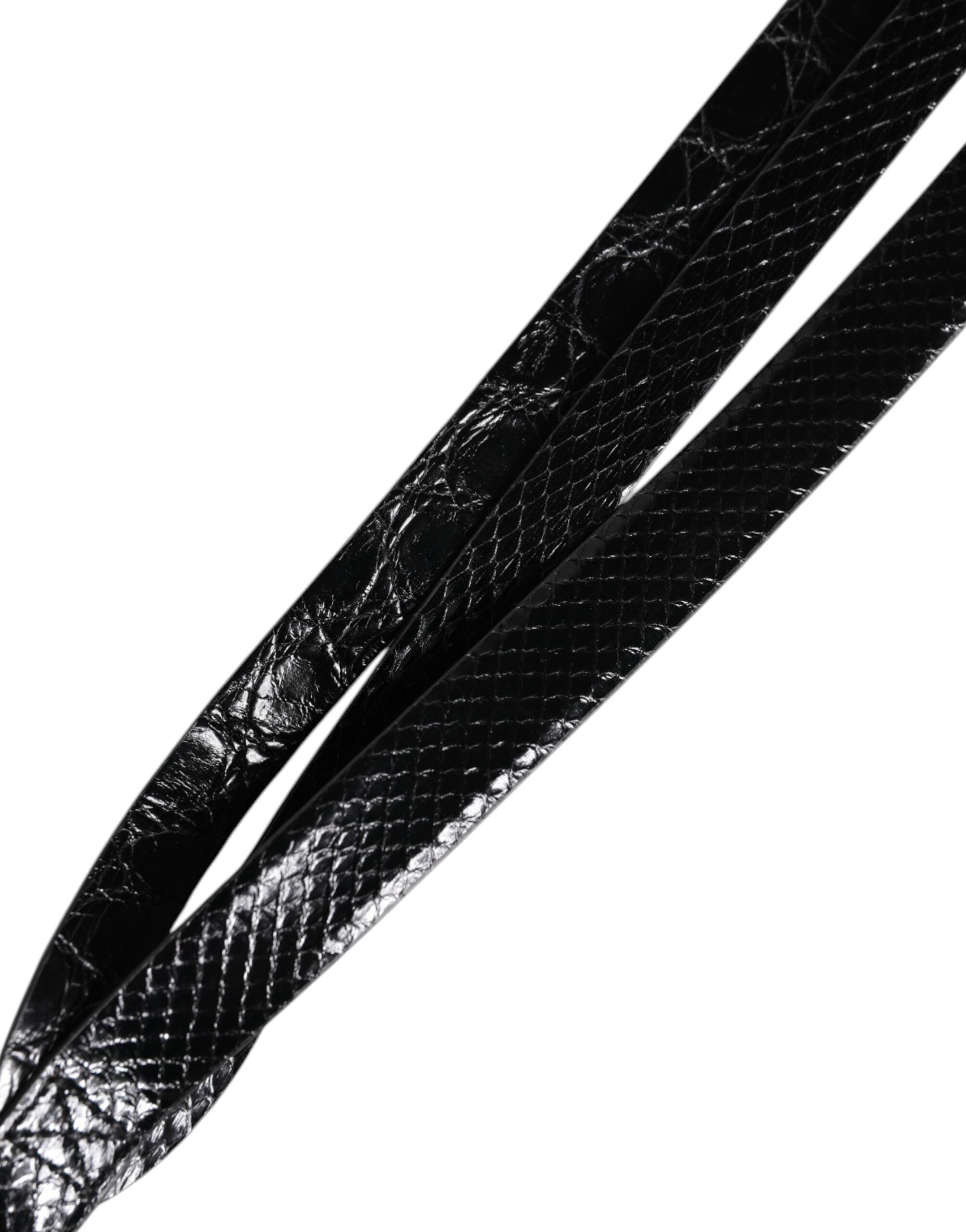 Black Leather Classic Metal Logo Buckle Belt