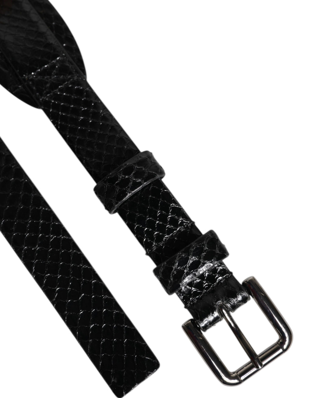 Black Leather Classic Metal Logo Buckle Belt