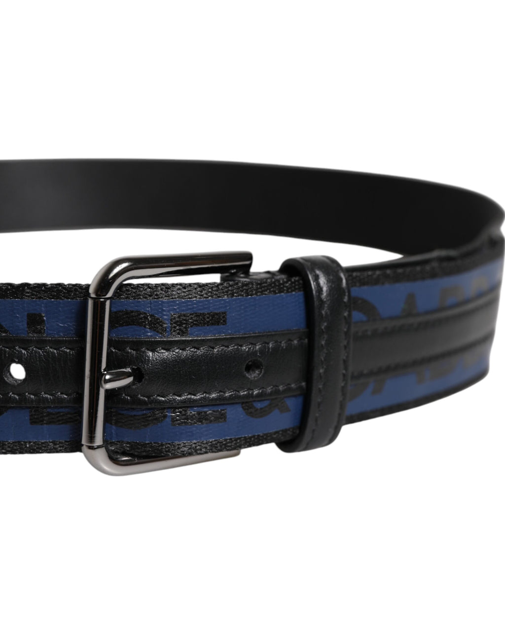 Black Blue Polyester Printed Metal Buckle Belt