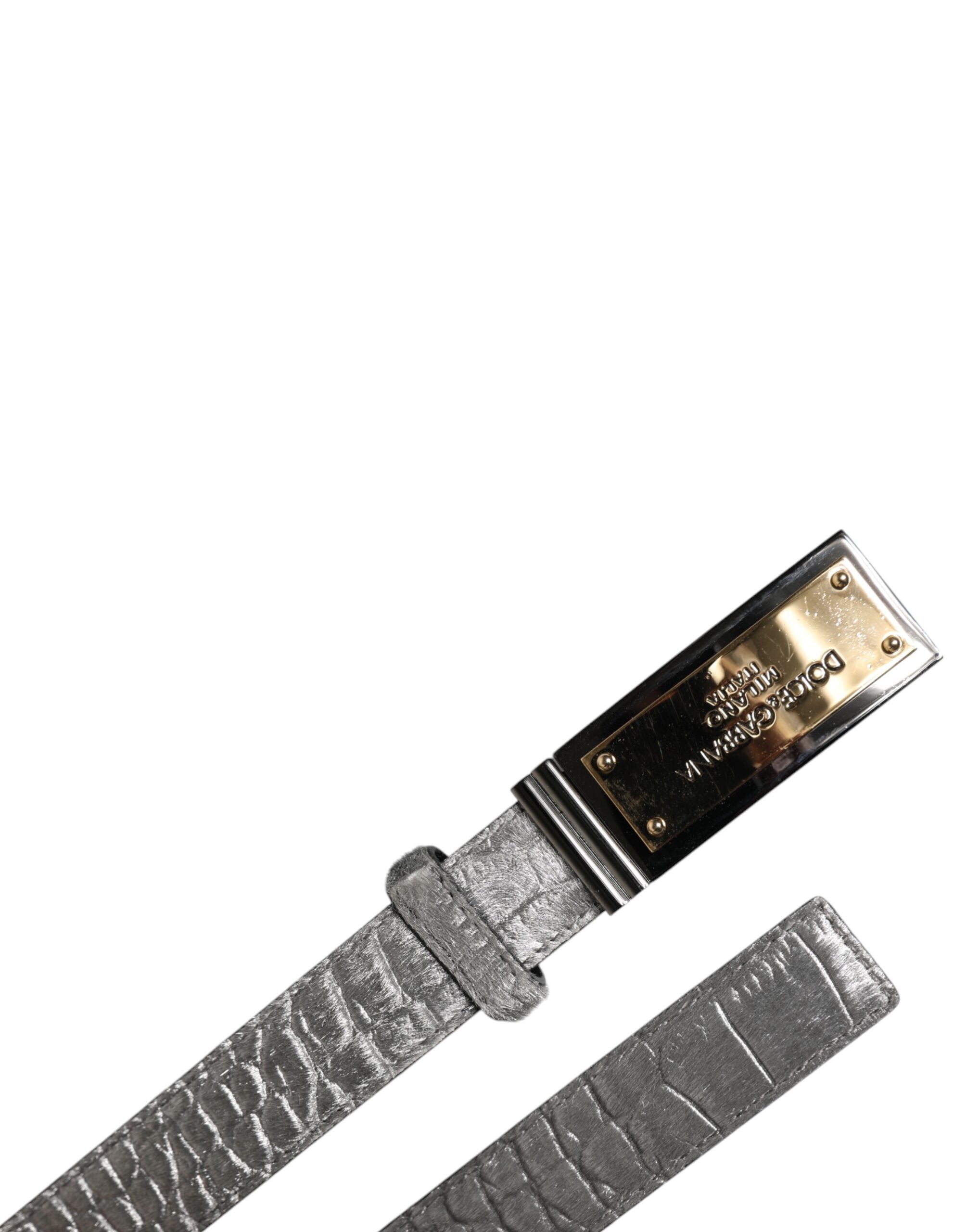 Silver Classic Gold Logo Plaque Buckle Belt