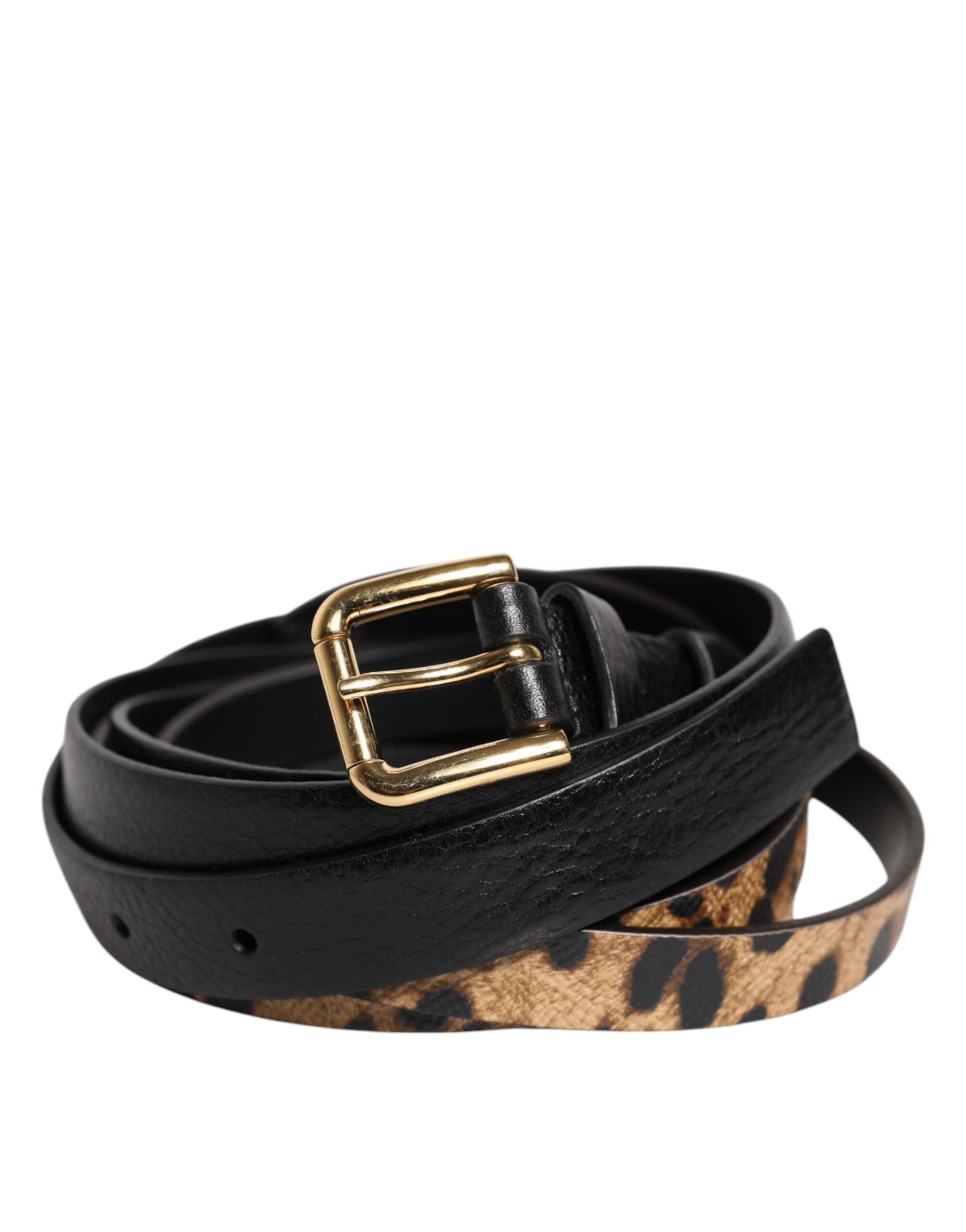 Black Leopard Classic Gold Metal Buckle Belt