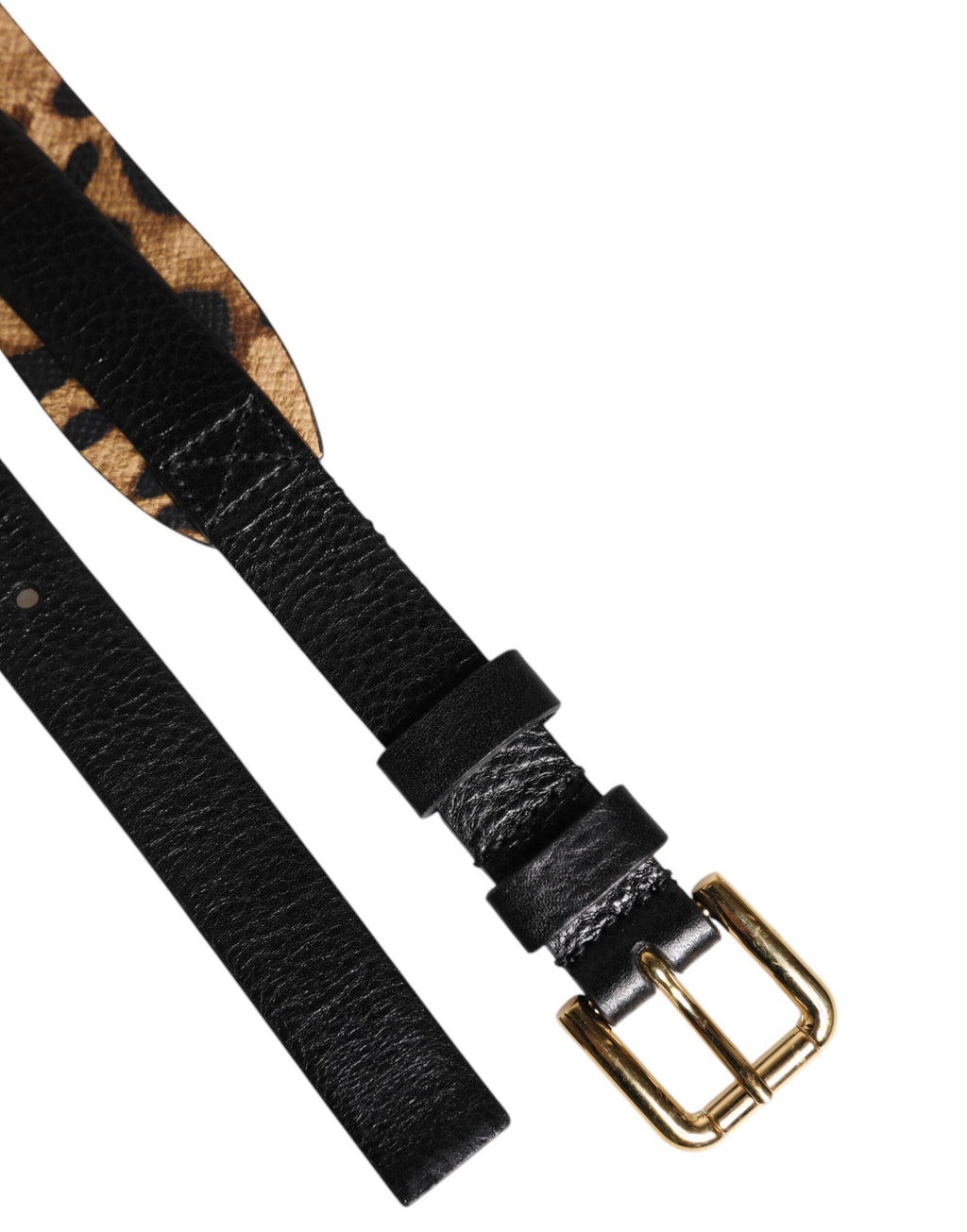Black Leopard Classic Gold Metal Buckle Belt