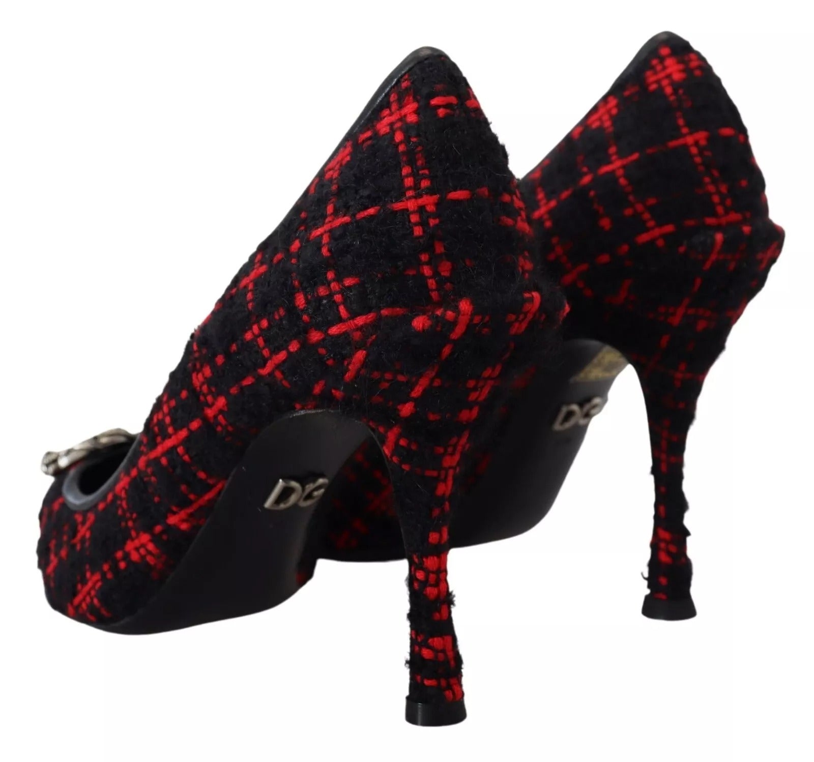 Red Black Tweed DG Amore Heels Pumps Shoes