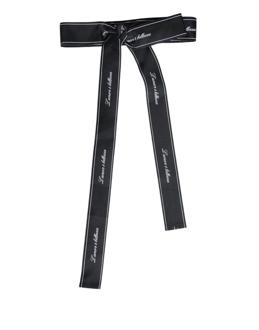 Black Waist Ribbon Wide Bow Logo Belt