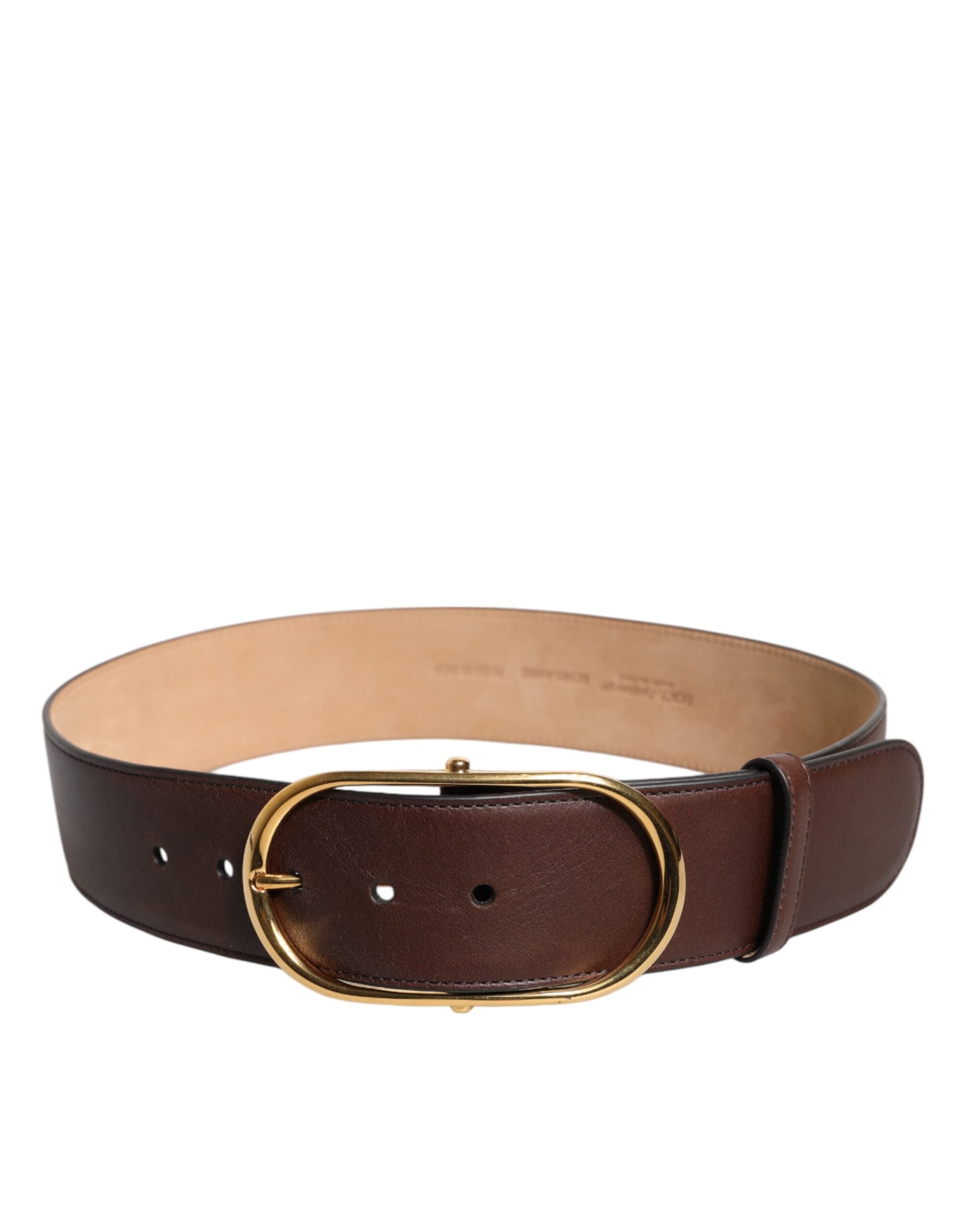 Brown Logo Engraved Metal Waist Buckle Belt