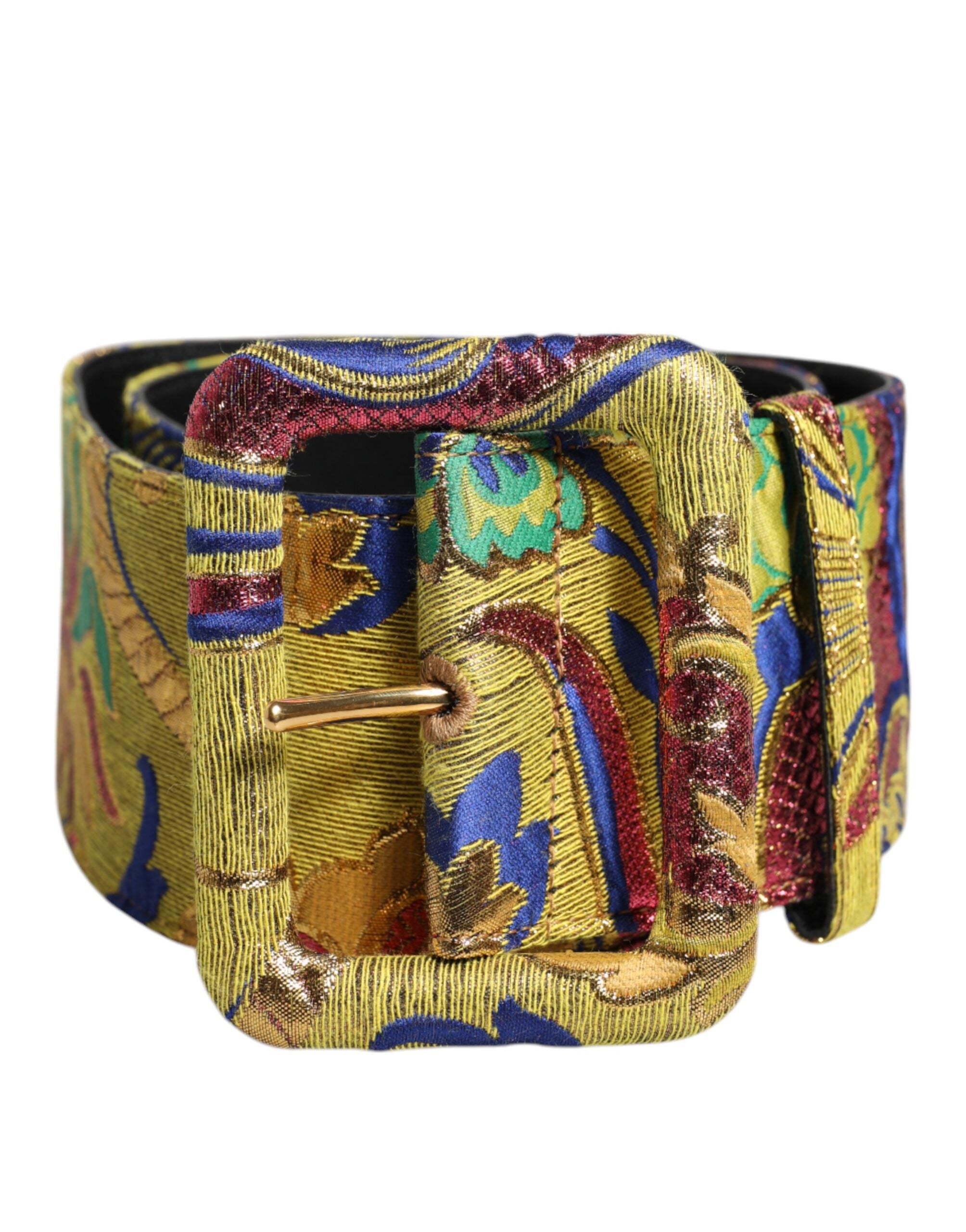 Multicolor Floral Jacquard Wide Waist Belt