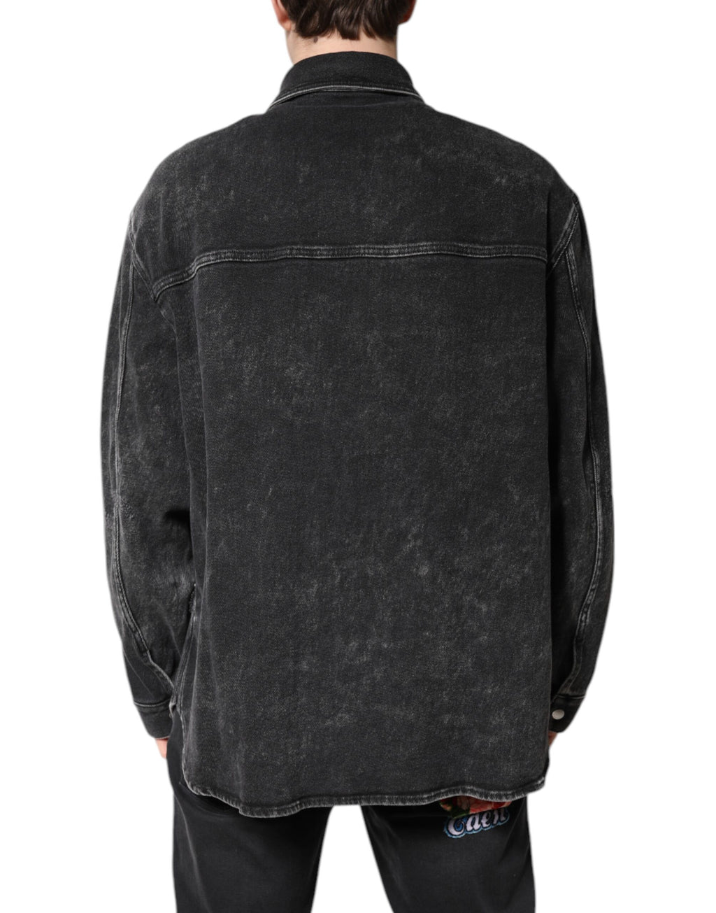 Black Logo Cotton Stretch Denim Jacket