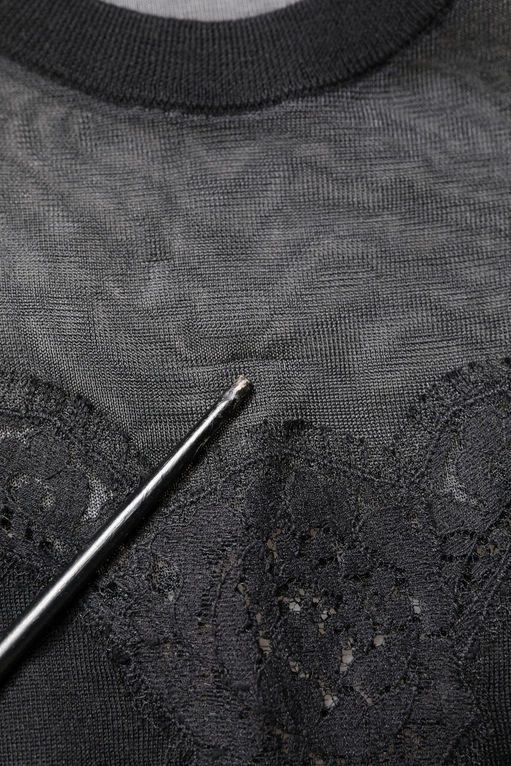 Black Lace Sheer Crew Neck Sleeveless Top