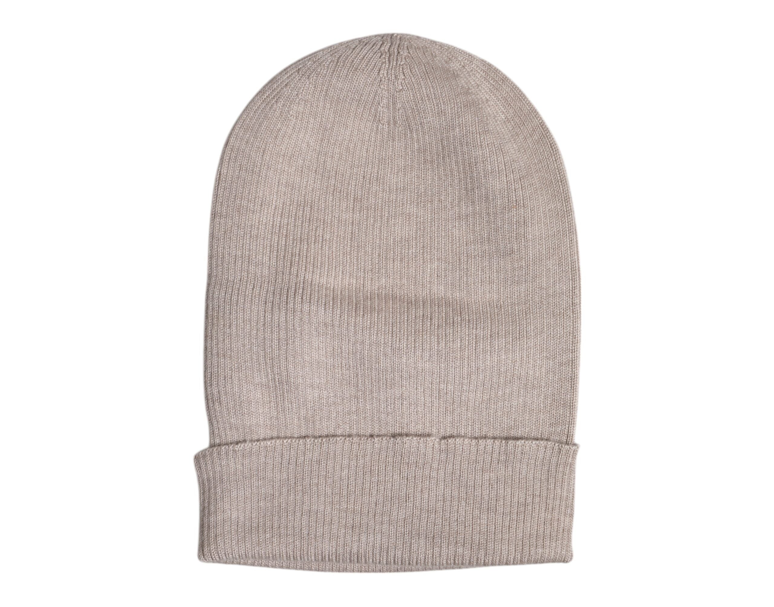Beige Cashmere Knitted Winter Beanie Hat