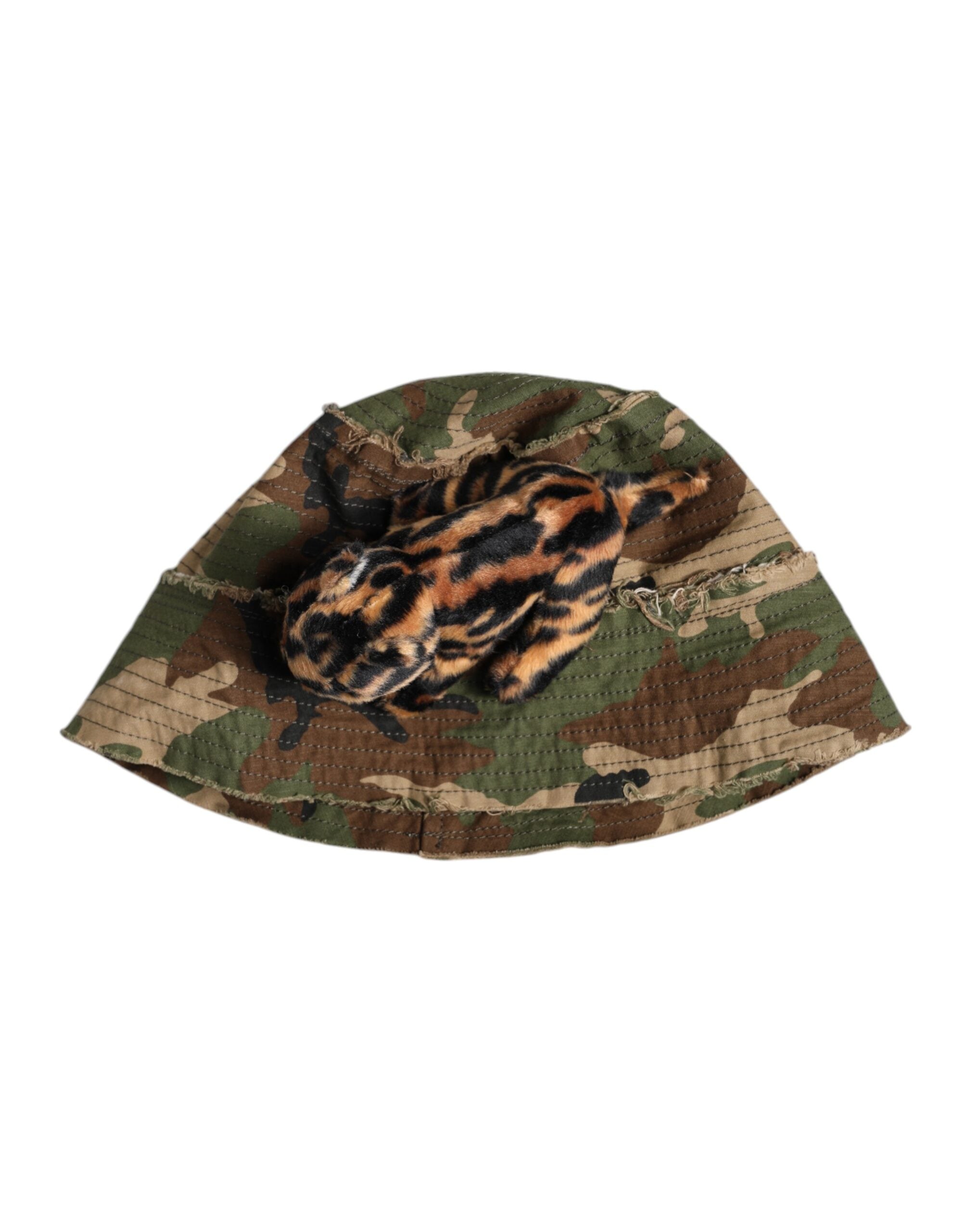 Multicolor Leopard Embellish Wide Brim Bucket Hat