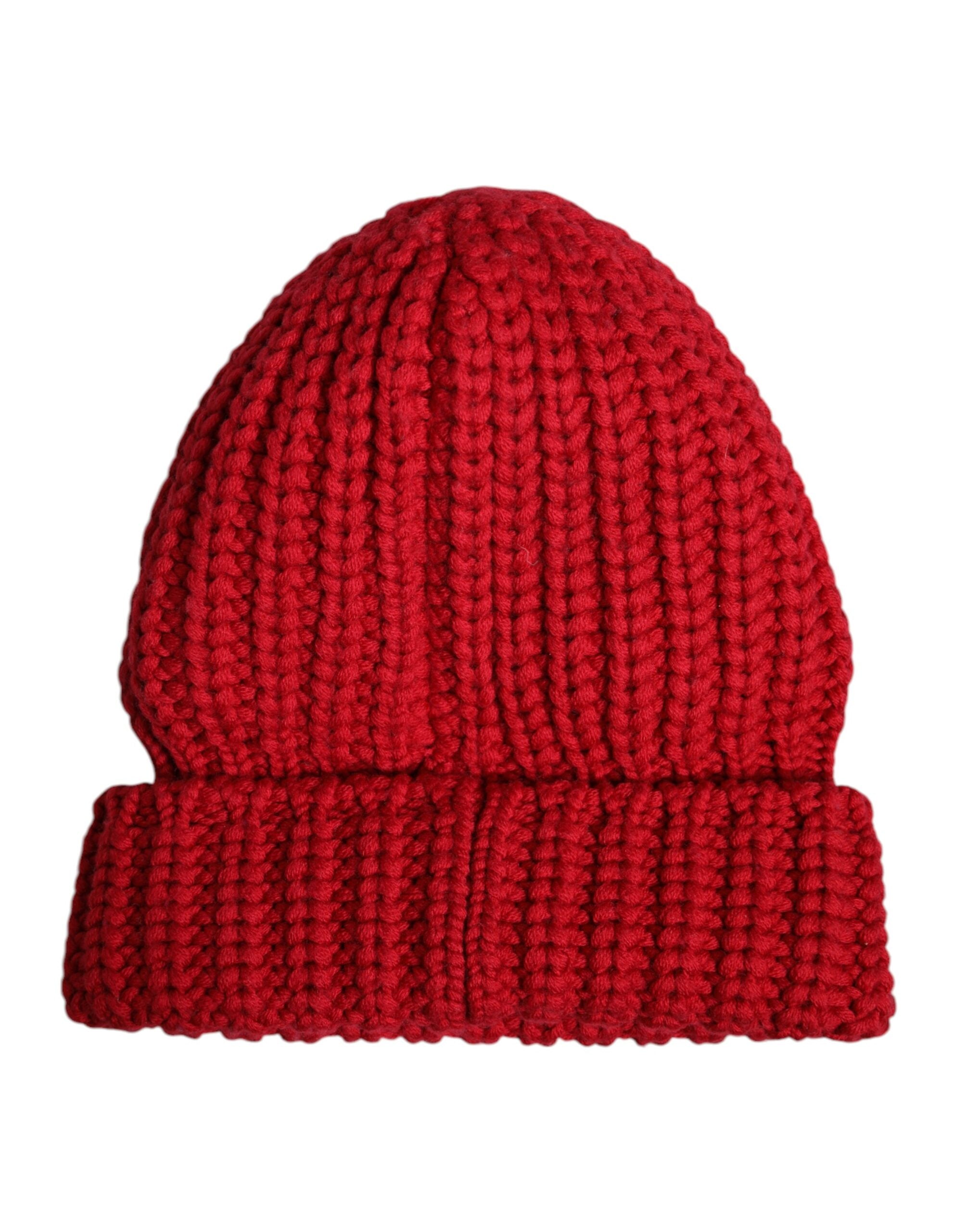 Red Solid Wool Knitted Winter Beanie Hat