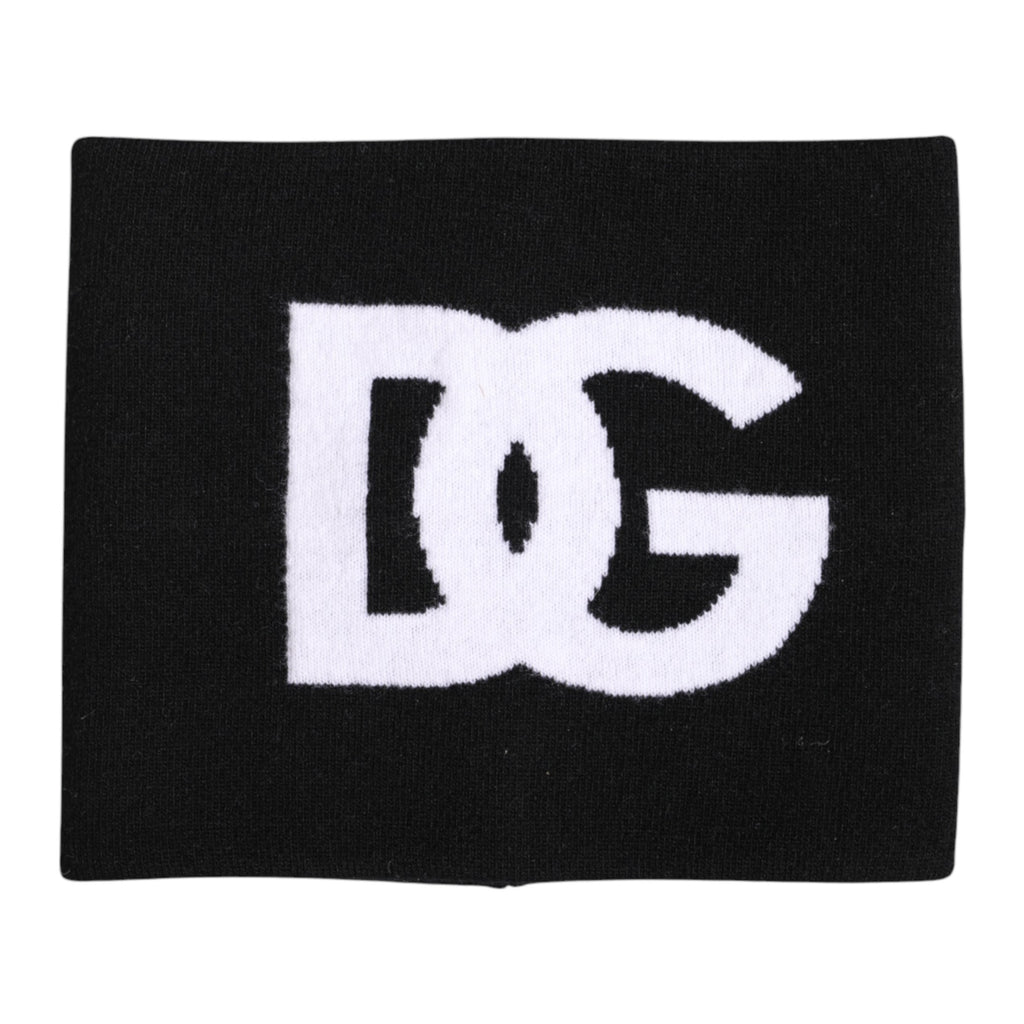 Black White Logo Print Knitted Neck Warmer Scarf