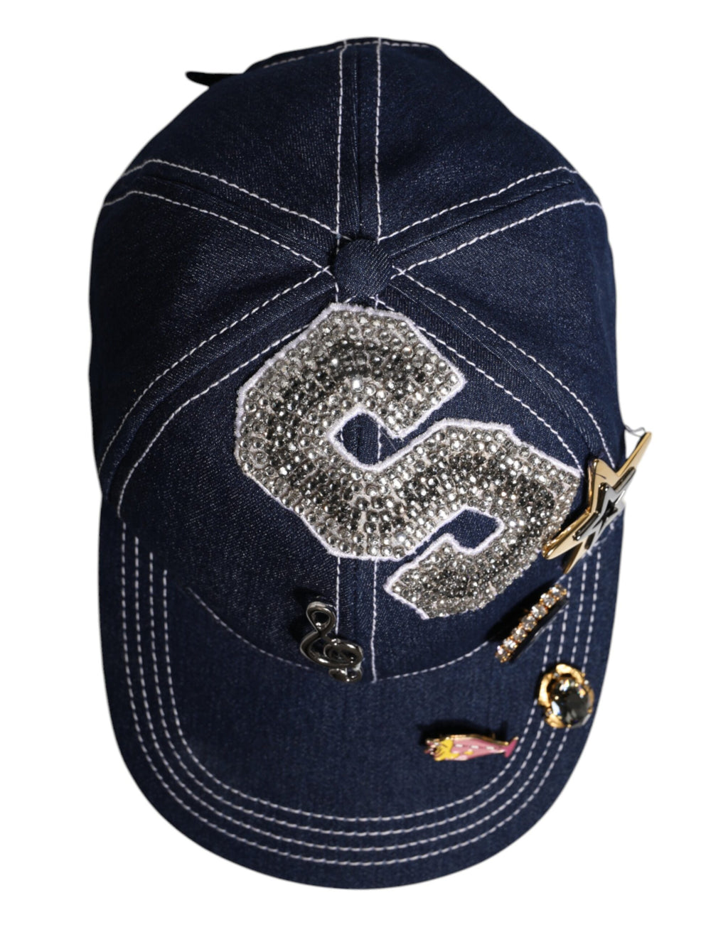 Blue Crystal Embellishment Baseball Cap