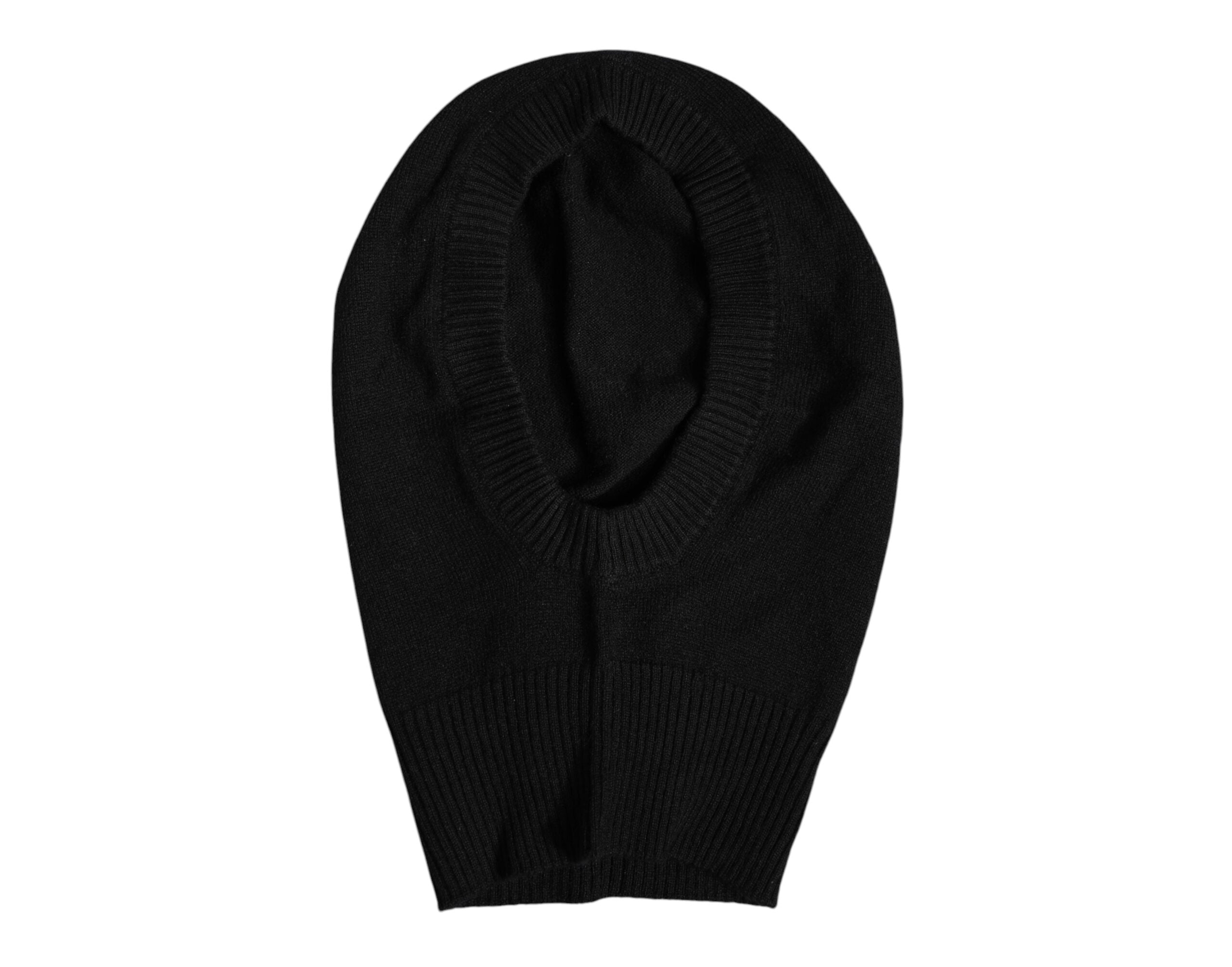 Black Cashmere Knitted Ski Mask Balaclava Hat