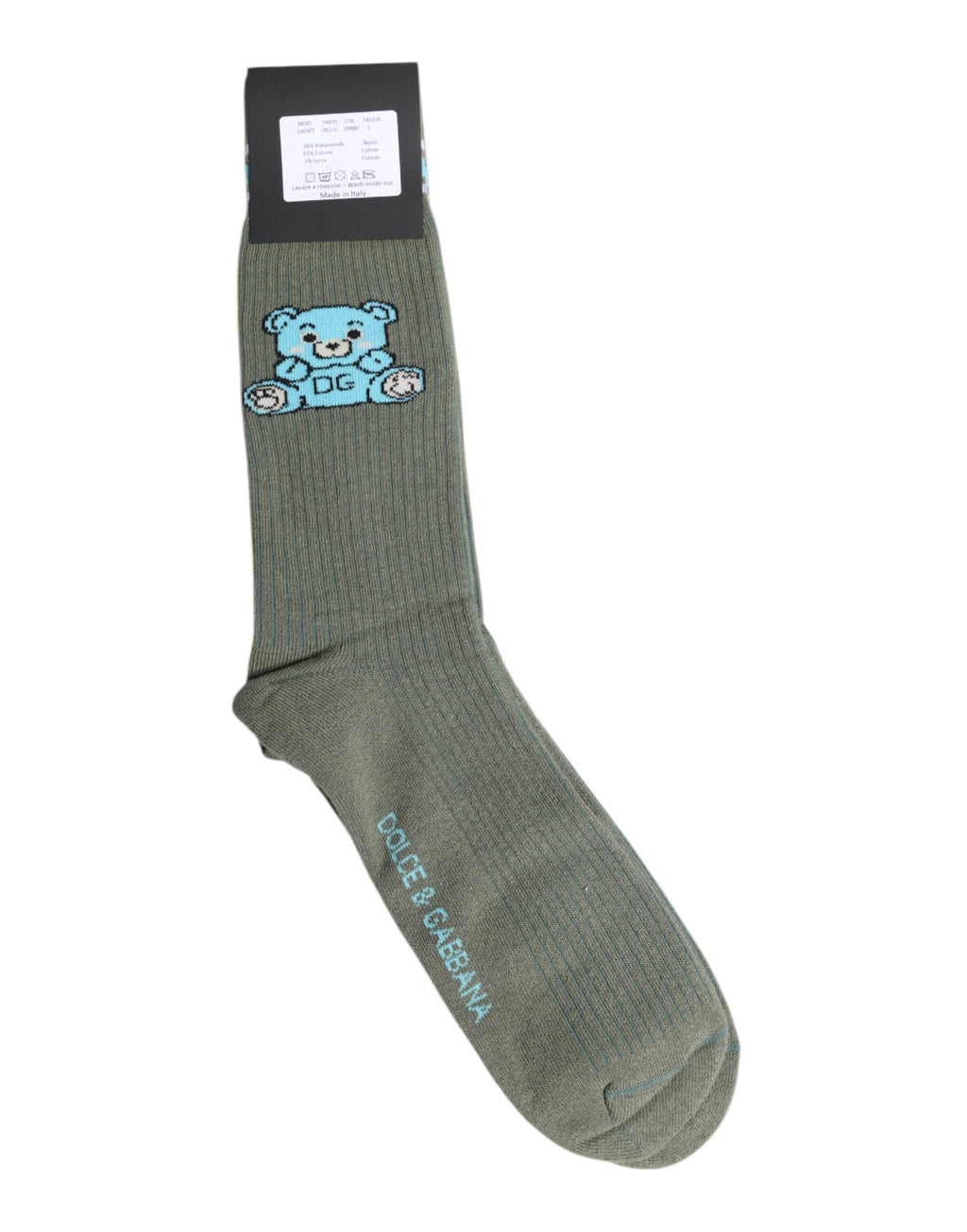 Gray Cotton DG Bear Mid Calf Socks