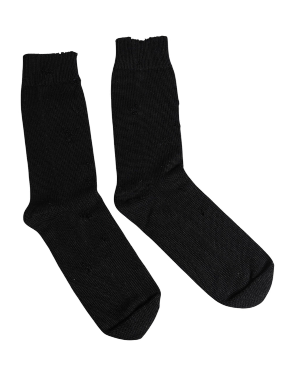Black Solid Stretch Mid Calf Men Socks