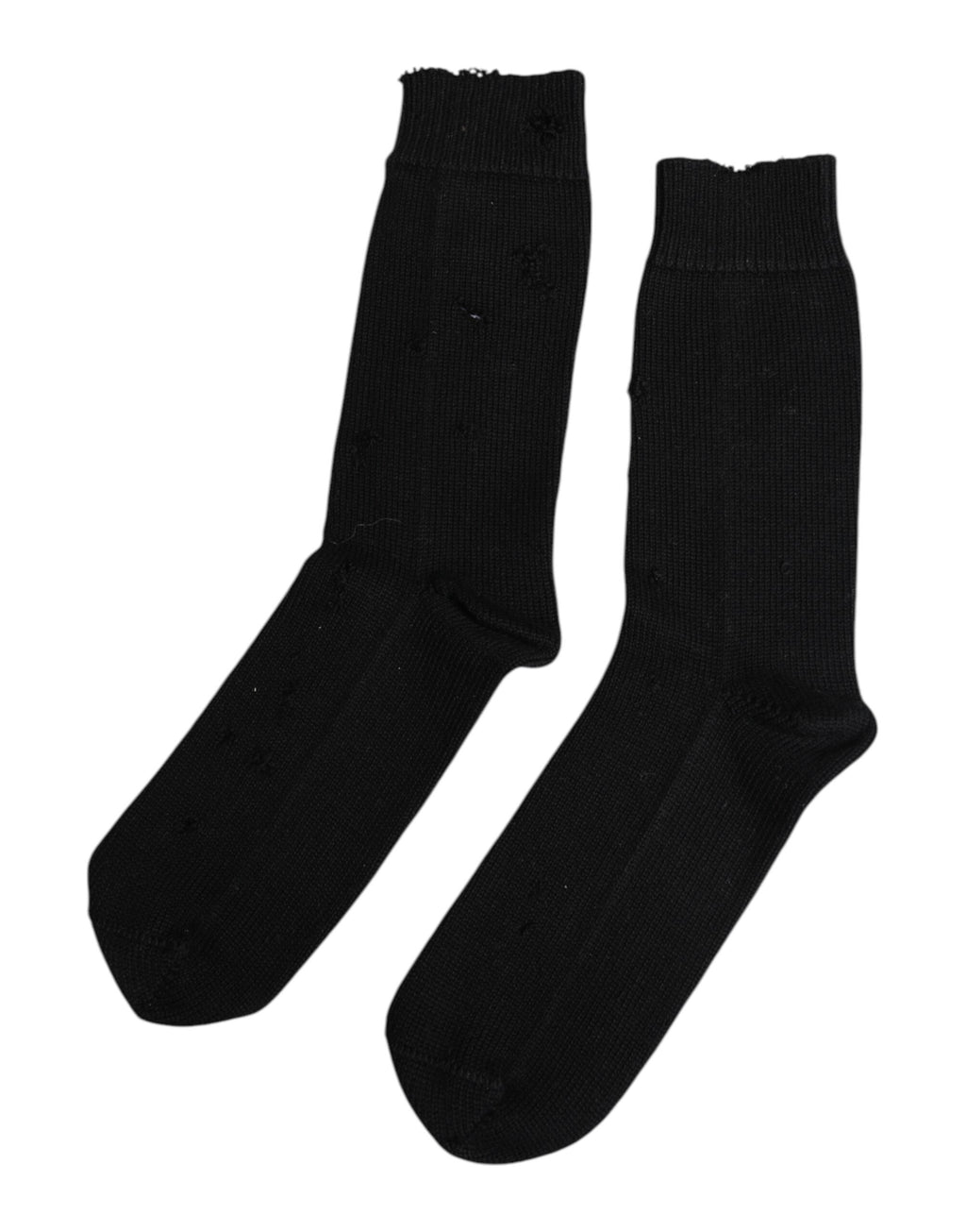 Black Solid Stretch Mid Calf Men Socks