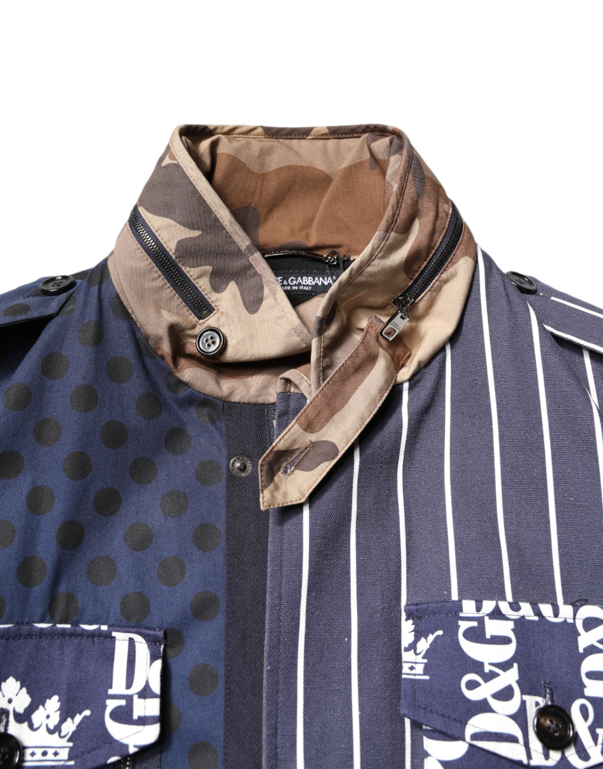 Multicolor Cotton Logo Patchwork Coat Jacket