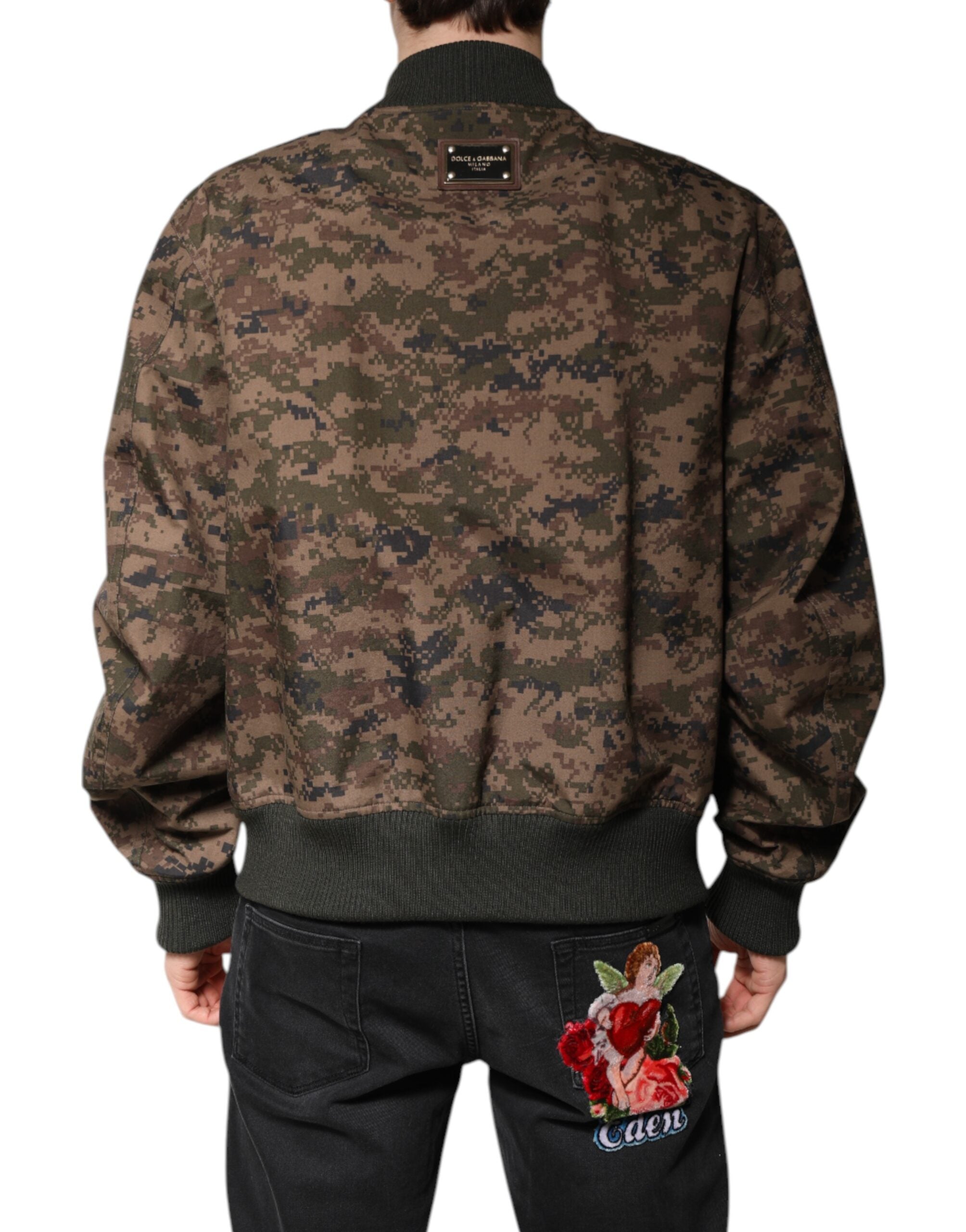 Brown Camouflage Bomber Full Zip Jacket