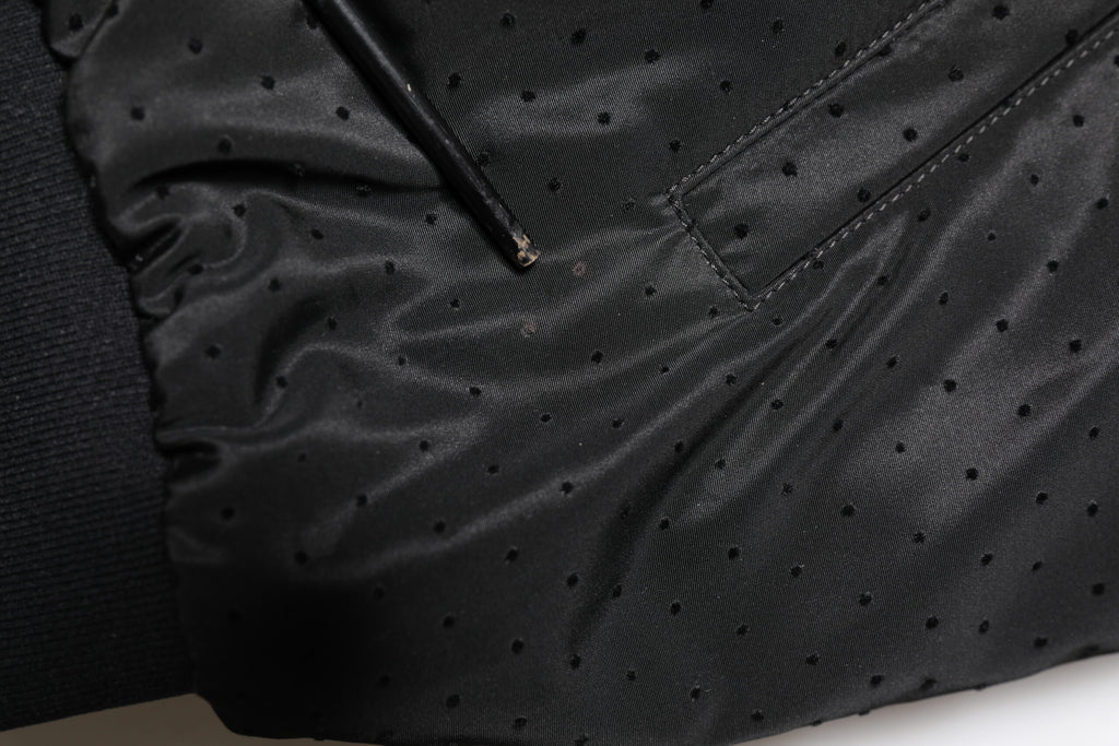 Black Long Sleeves Full Zip Bomber Jacket