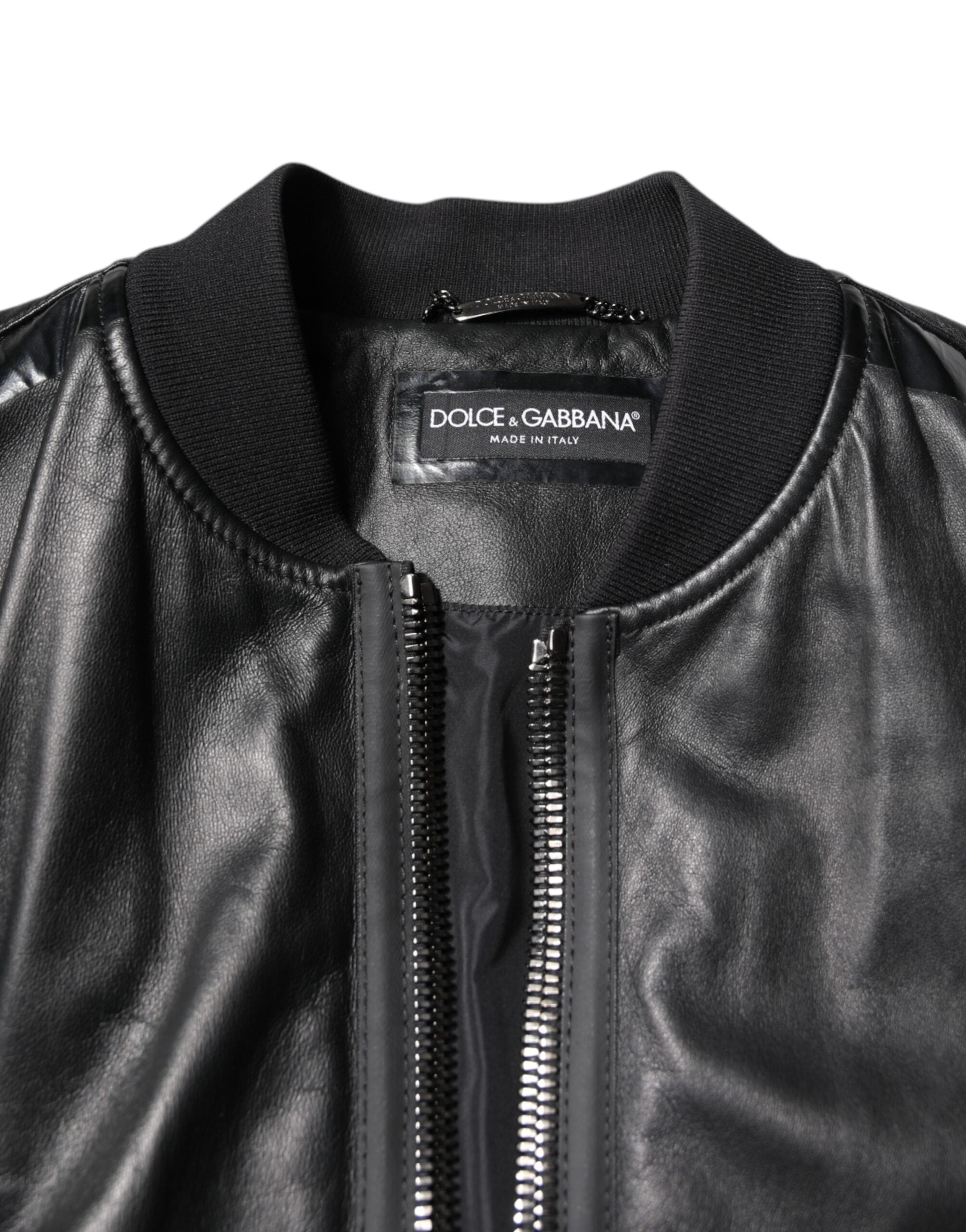 Black Lambskin Leather Biker Full Zip Jacket