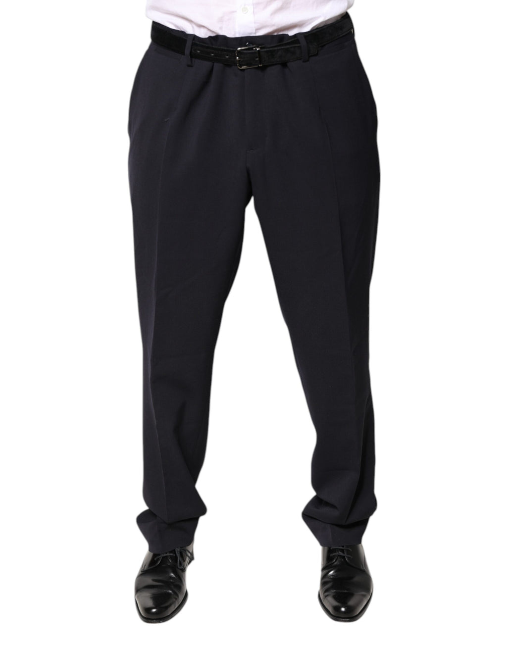 Black Wool Mid Waist Dress Pants