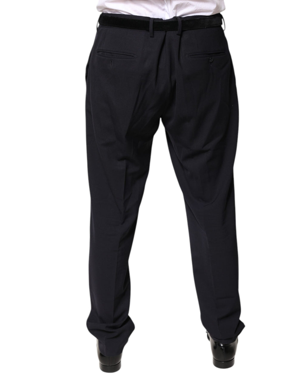 Black Wool Mid Waist Dress Pants