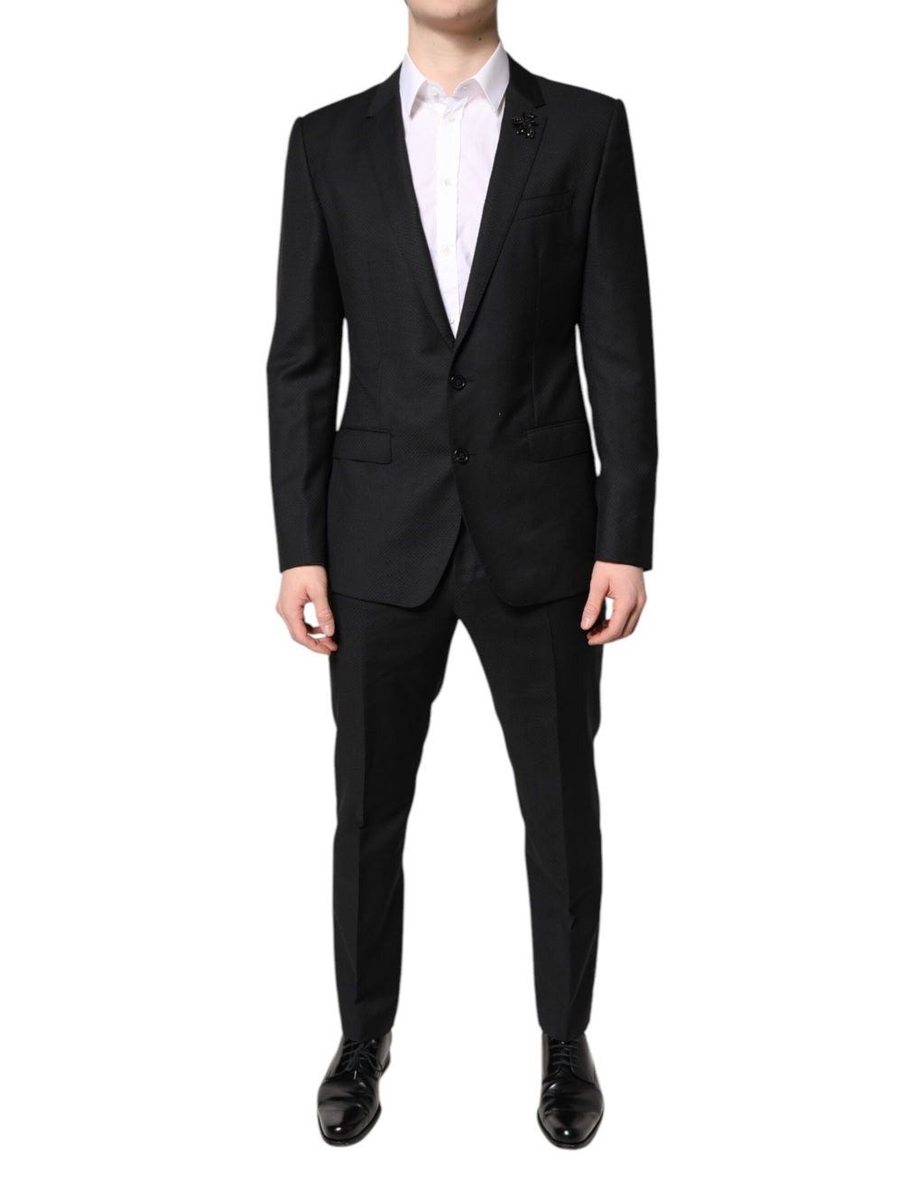 Black Wool Single Breasted 2 Piece Suit