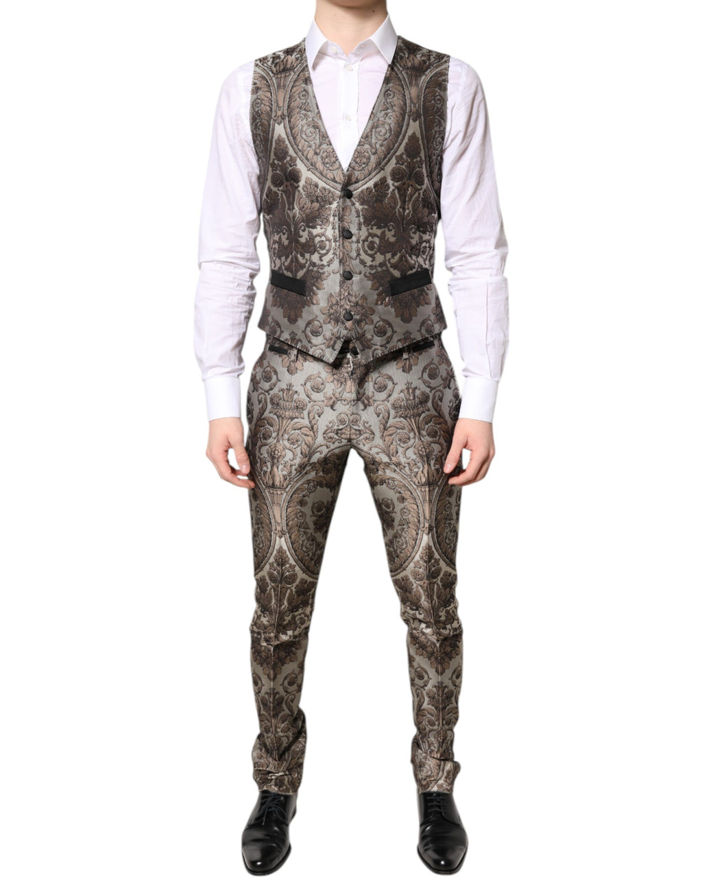 Multicolor Jacquard Single Breasted 3 Piece Suit