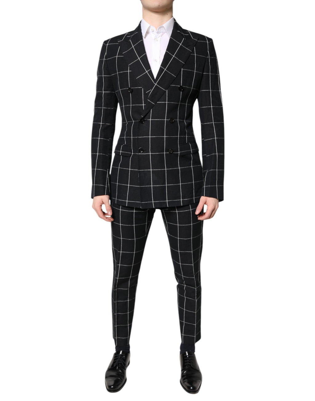 Black TAORMINA Double Breasted 2 Piece Suit
