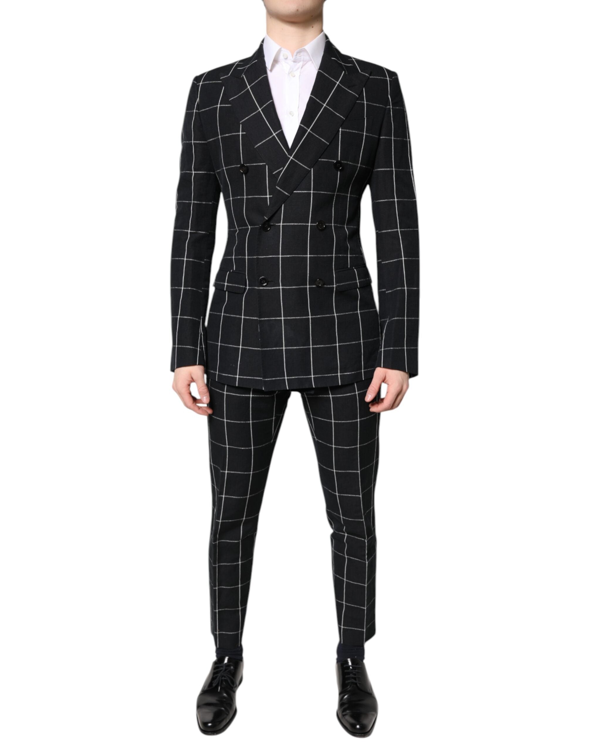 Black TAORMINA Double Breasted 2 Piece Suit