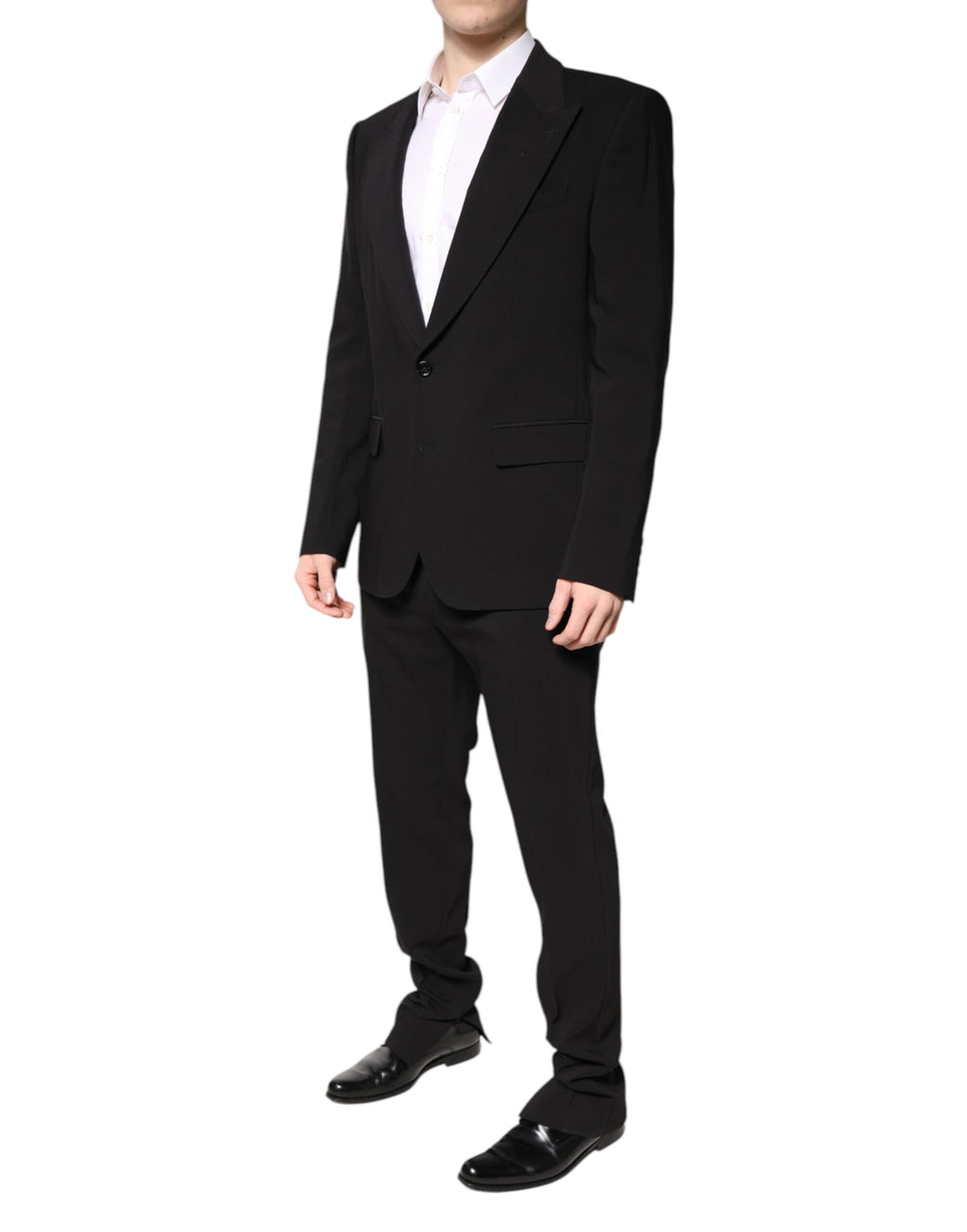 Black Cotton Single Breasted 2 Piece Suit