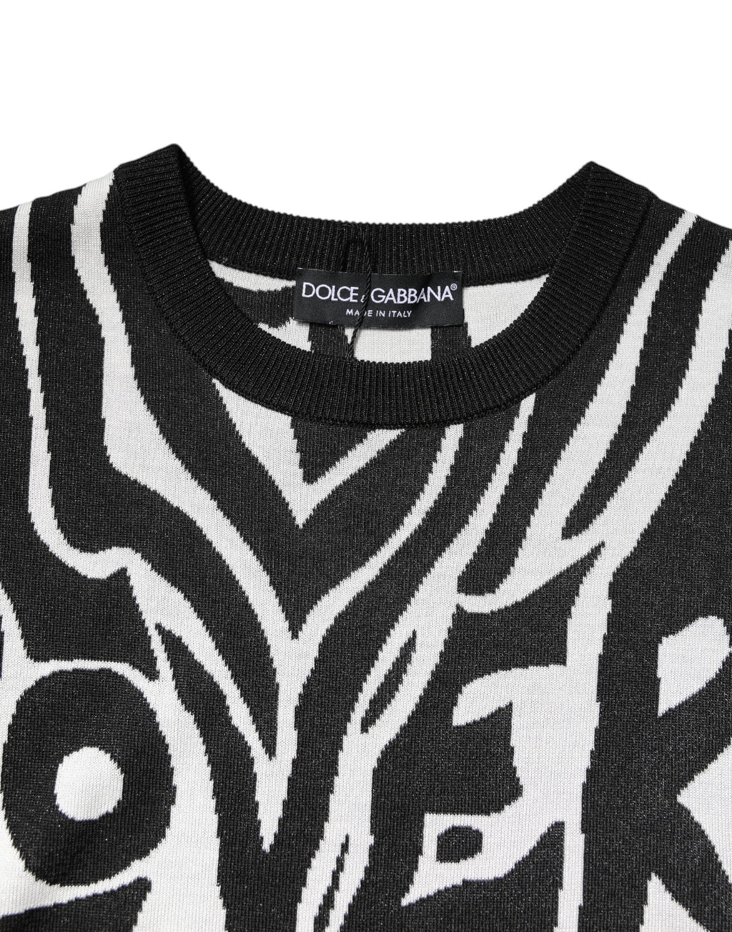 Black White Print Women Pullover Sweater