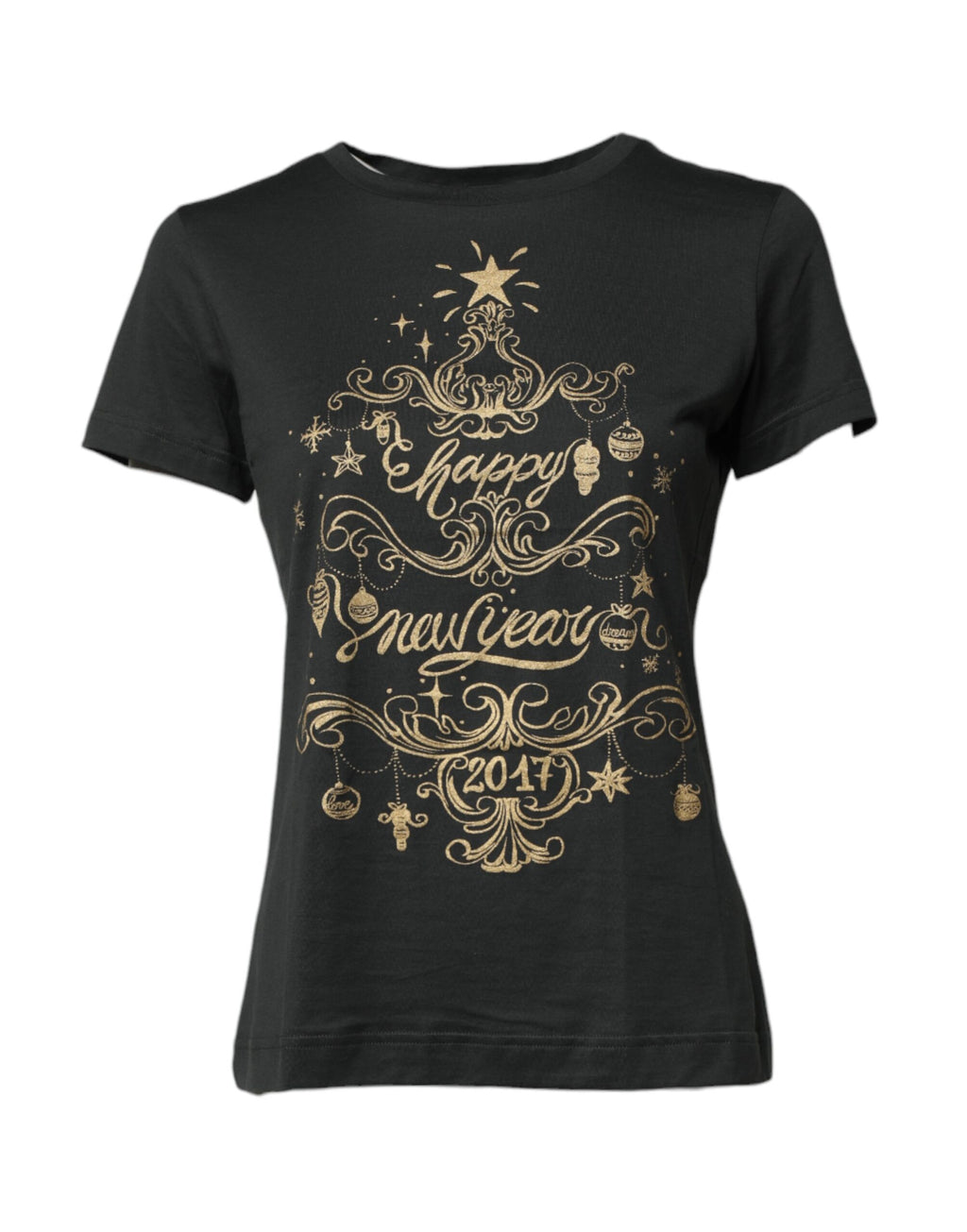 Black Cotton Round Neck Short Sleeve T-shirt