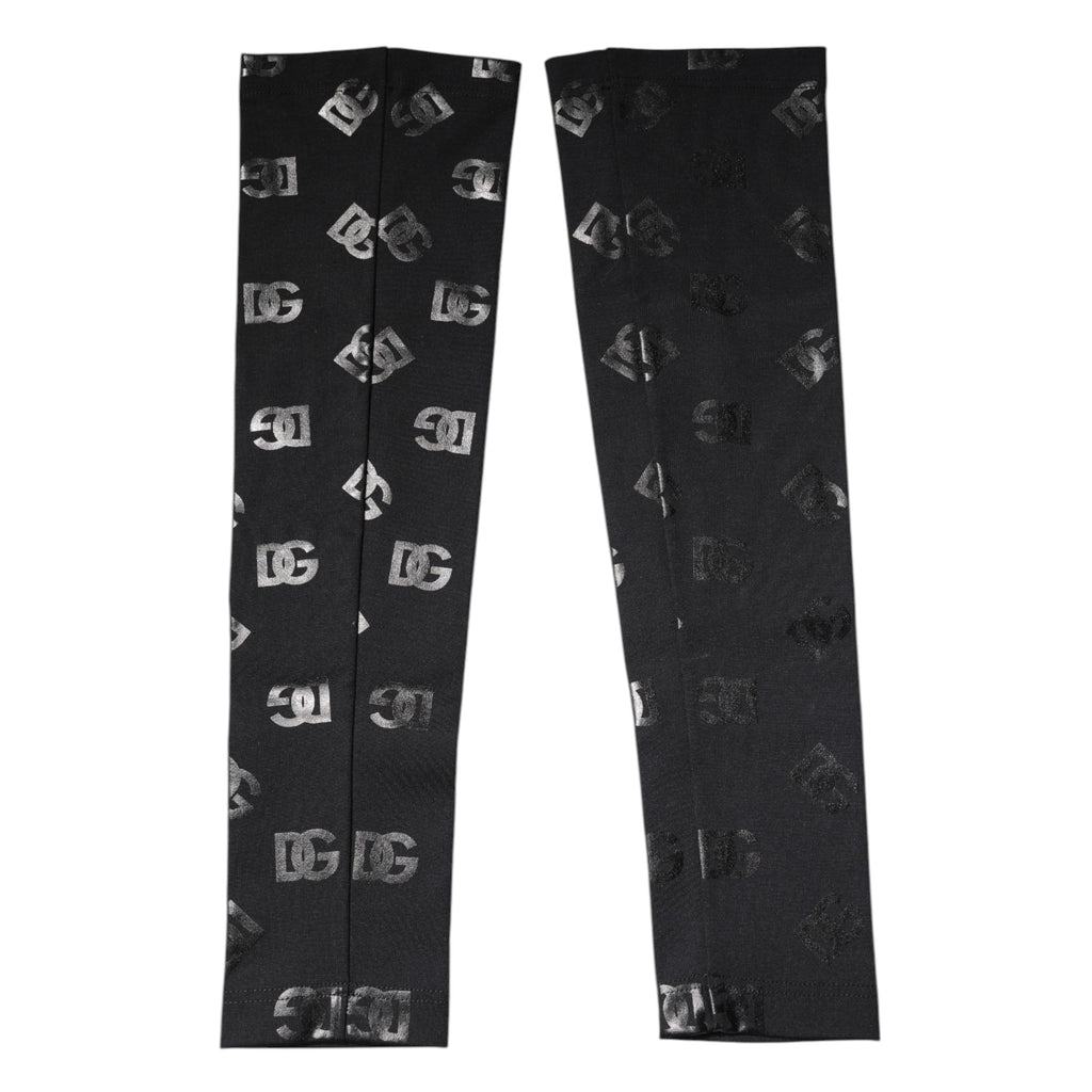 Black DG Logo Monogram Wool Stretch Arm Sleeves