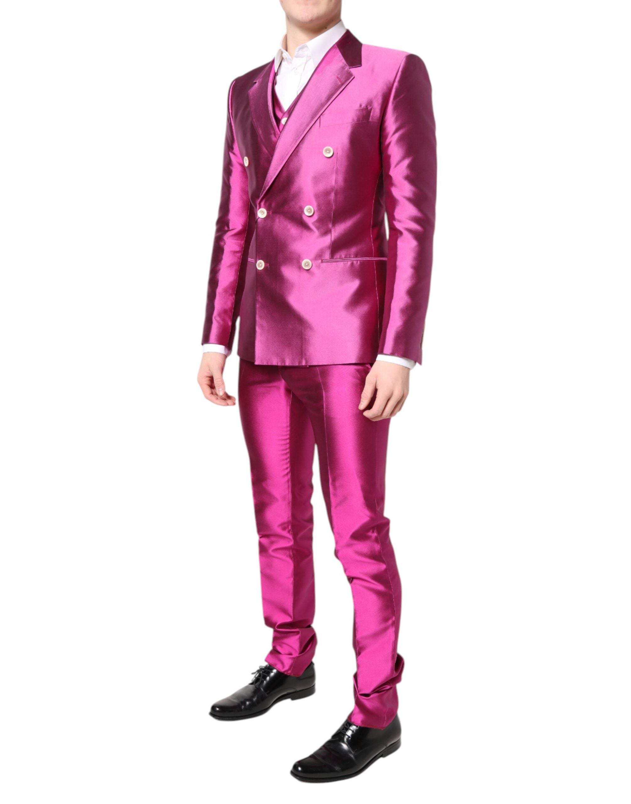 Pink SICILIA Double Breasted 3 Piece Suit