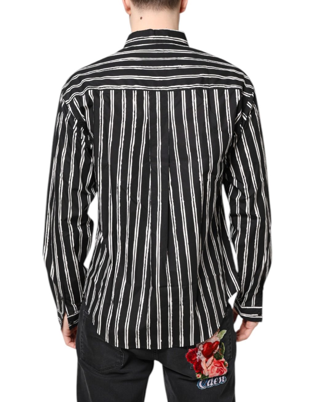 Black White Striped Cotton Dress Shirt