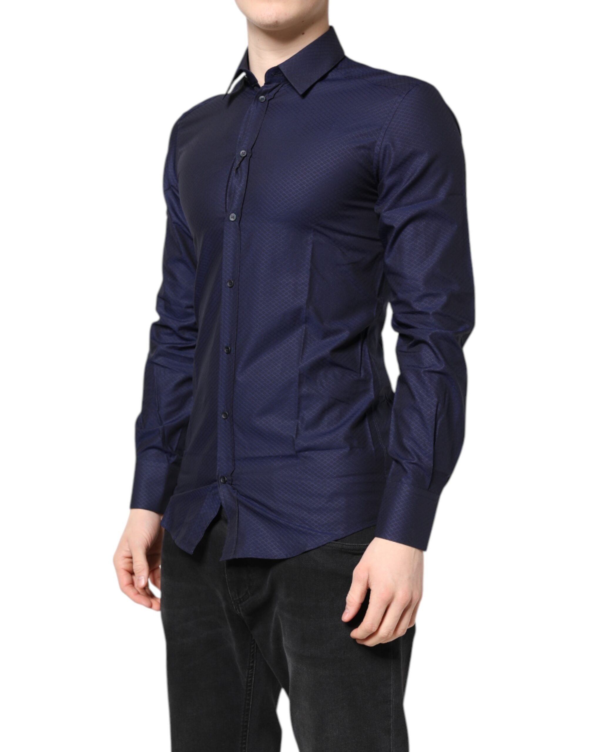 Blue GOLD Cotton Long Sleeves Men Dress Shirt